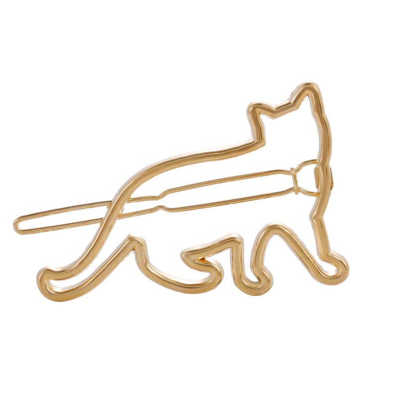 FAMEZA 6PCS Gold Silver Minimalist Hair Clips Set - Dainty Feather Hollow Geometric Hairpins, Moon Triangle Circle Bow Infinity Clips, Crown Star Cat Hair Barrettes for Women & Girls with Thick Hair | Perfect for Weddings, Parties & Everyday Styling