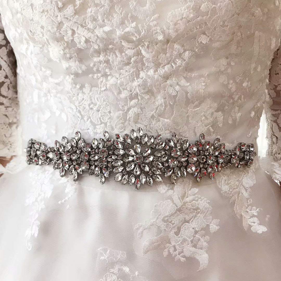 Mesyo Crystal Bridal Sash Belt - Rhinestone Braided Waistband for Wedding, Evening & Prom Dresses - Perfect for Bridesmaids, Pageants & Formal Events