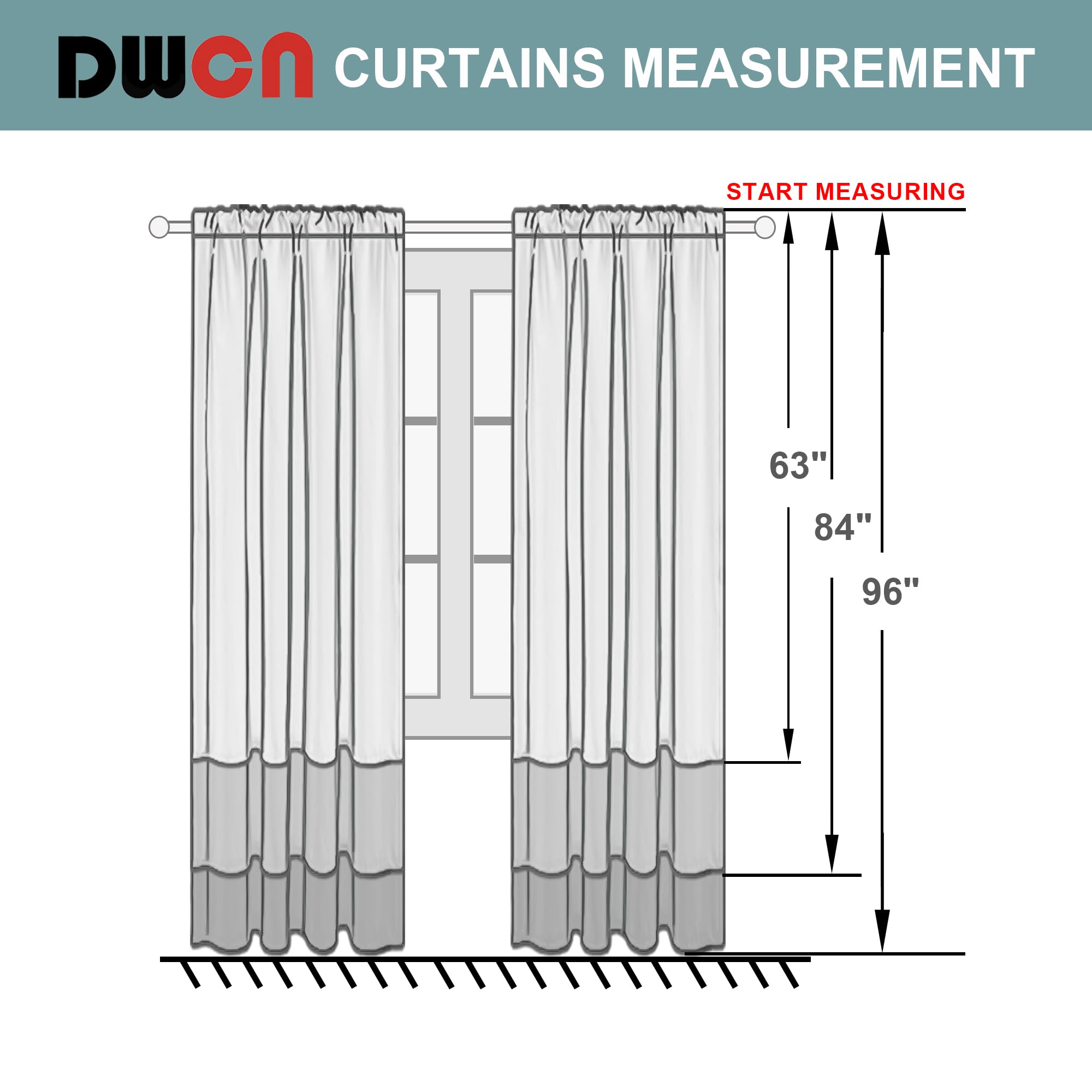 DWCN Grey Sheer Curtains - Faux Linen Textured Rod Pocket Window Panels (Set of 2, 52x45 Inches) for Living Room, Bedroom & Office - Light Filtering Semi Voile Drapes for Privacy & Natural Light
