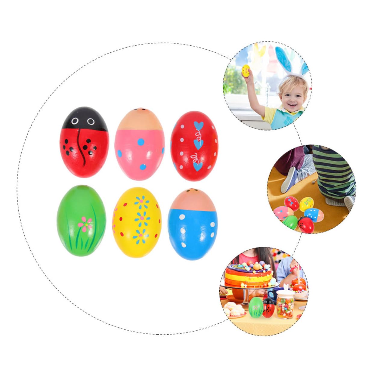 HEMOTON 24-Piece Colorful Sand Egg Shakers - Wooden Maraca Musical Toys for Kids, Perfect for Early Childhood Education, Music Classes & Sensory Play