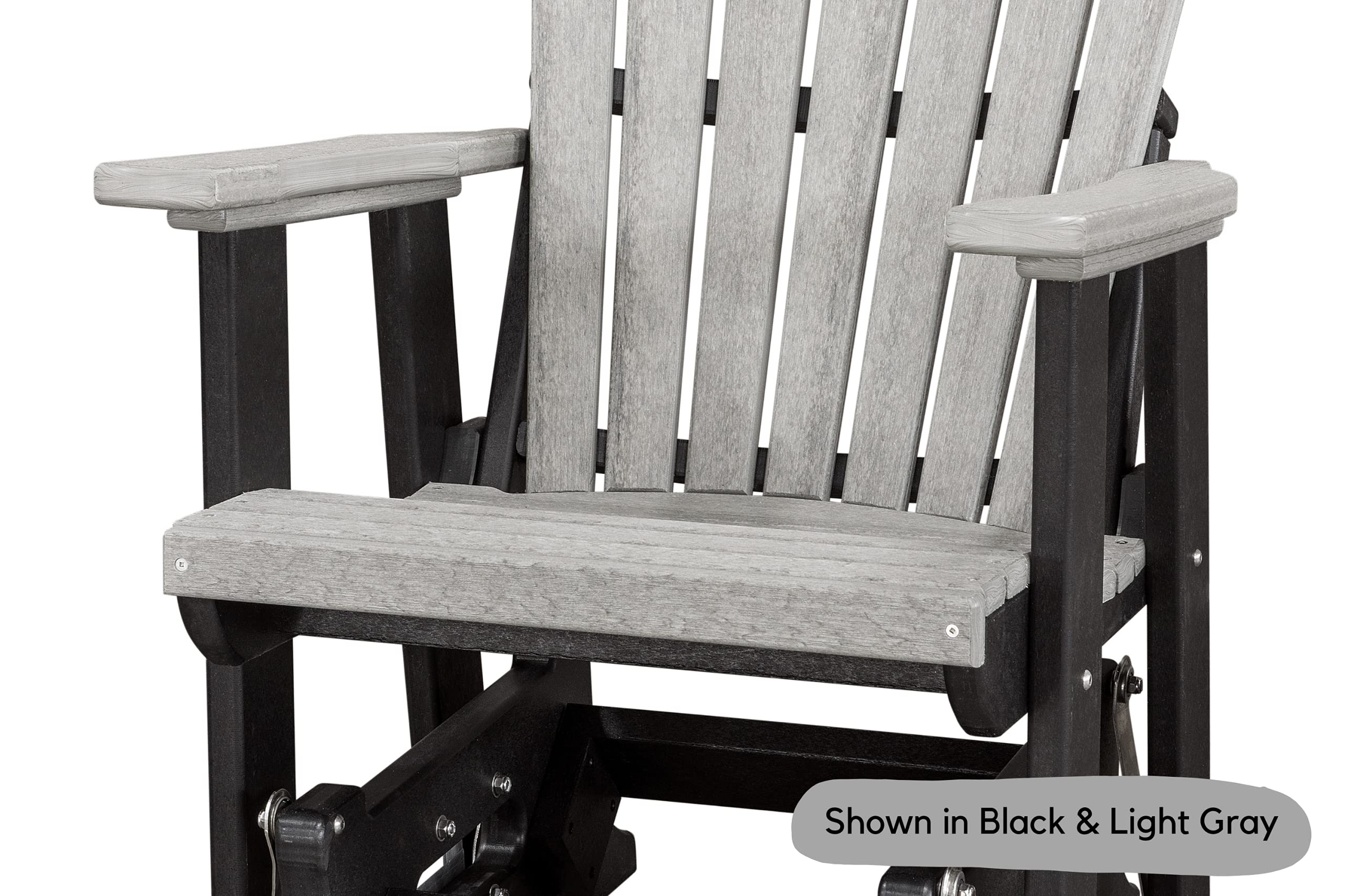 Black & Light Gray Slat Fan Back Poly Adirondack Glider - Outdoor Patio Chair for Garden, Deck, Poolside & Porch Relaxation