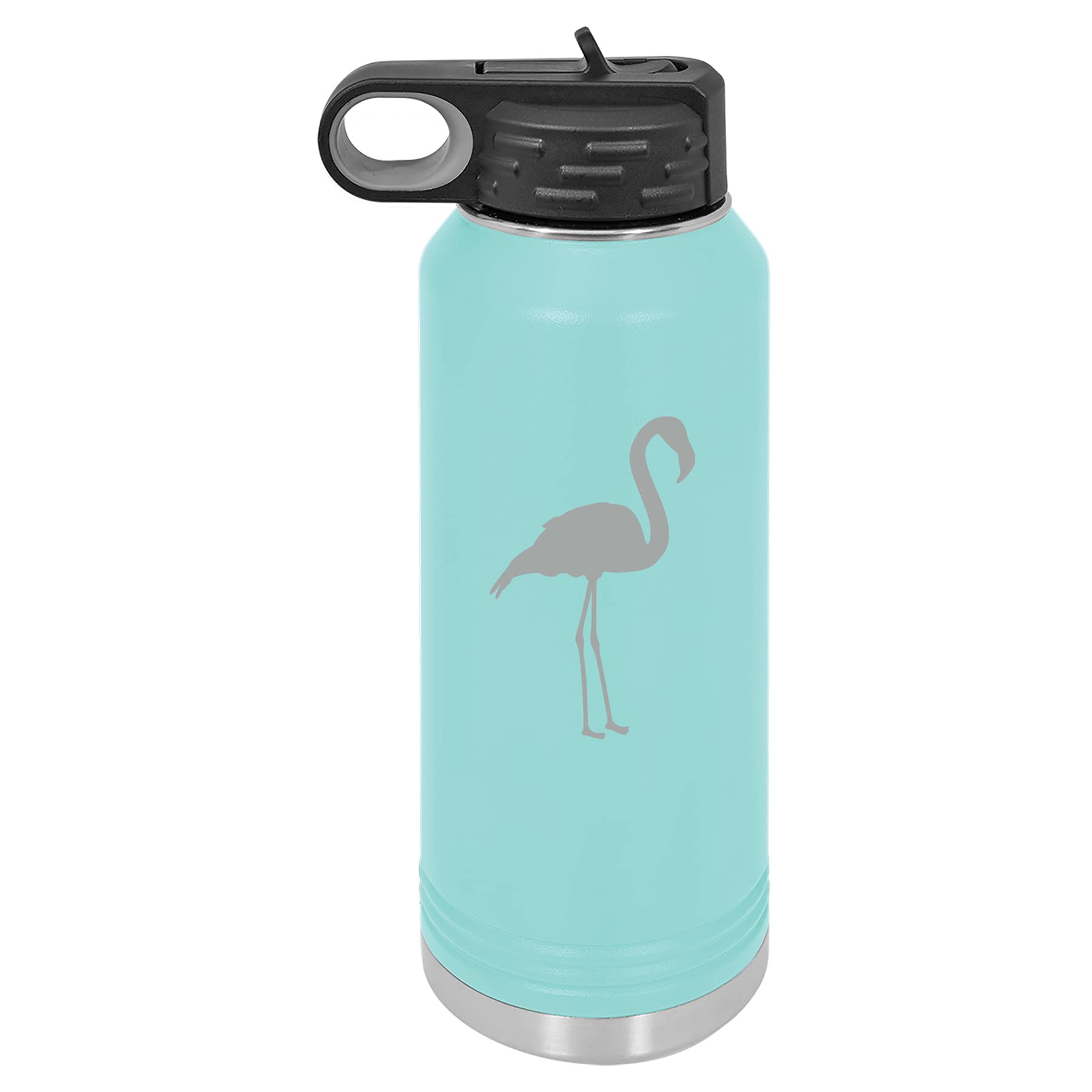 32 oz. Double Wall Vacuum Insulated Stainless Steel Water Bottle with Lid - Leakproof Travel Mug for Hot & Cold Drinks, Gym, Hiking & Office (Teal Flamingo Design)