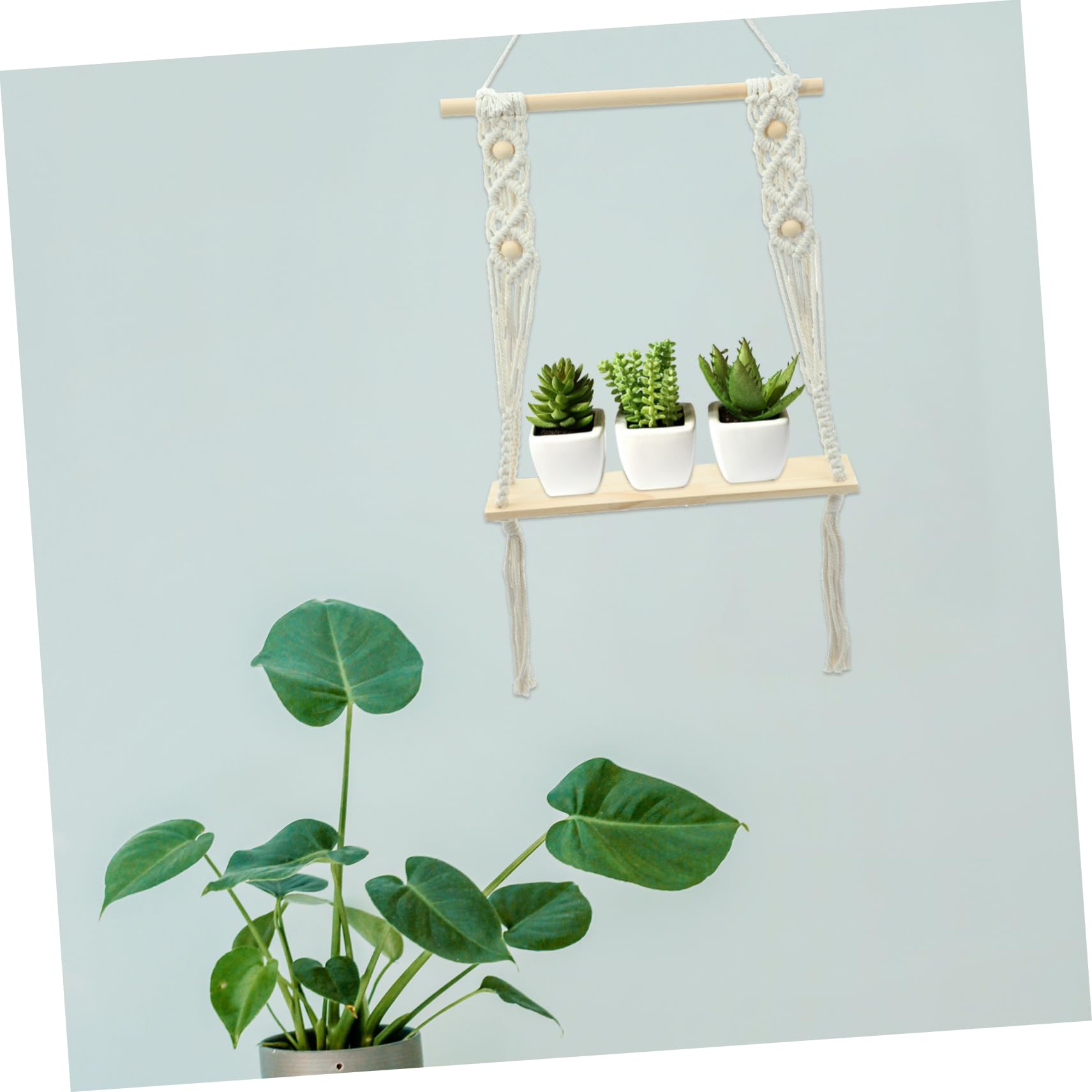 WATIIFUFU Wooden Wall Shelf Set - Rustic Floating Shelves for Home Decor, Hanging Plant Shelf, Wall Mounted Storage - Perfect for Living Room, Bedroom, Bathroom & Office Organization