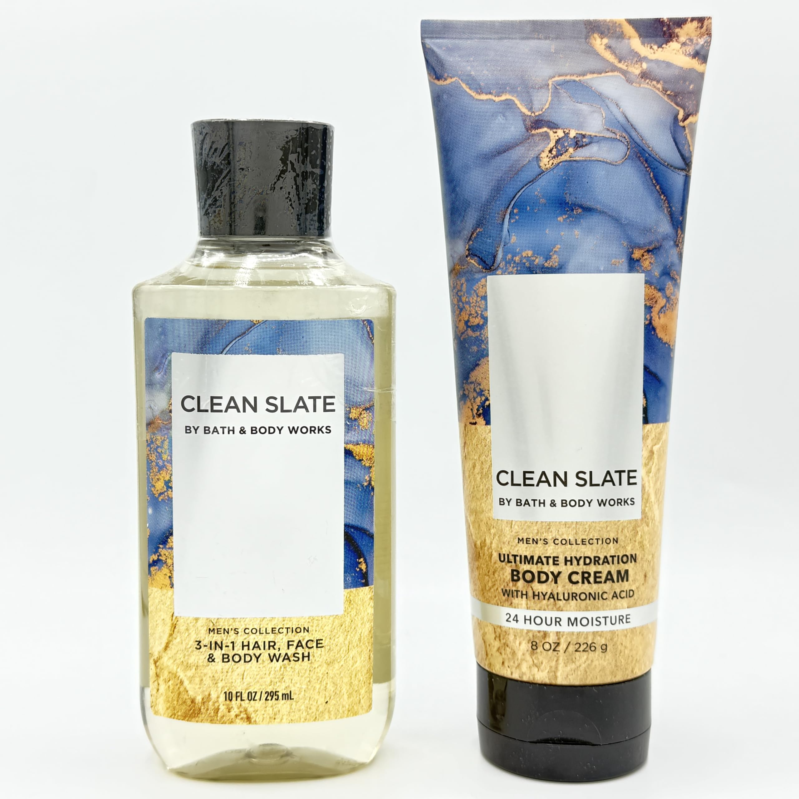 Clean Slate Men's 2-Piece Bath Bundle - Refreshing Body Wash & Ultra Hydrating Body Cream Set for Shower & Post-Shower Skincare Routine