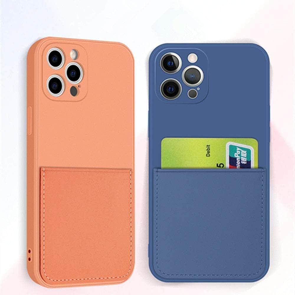 iPhone 14 Pro Max Silicone Card Holder Wallet Case - Slim Protective Cover with RFID Blocking for Credit Cards & ID - Perfect for Everyday Use, Travel, and Commuting