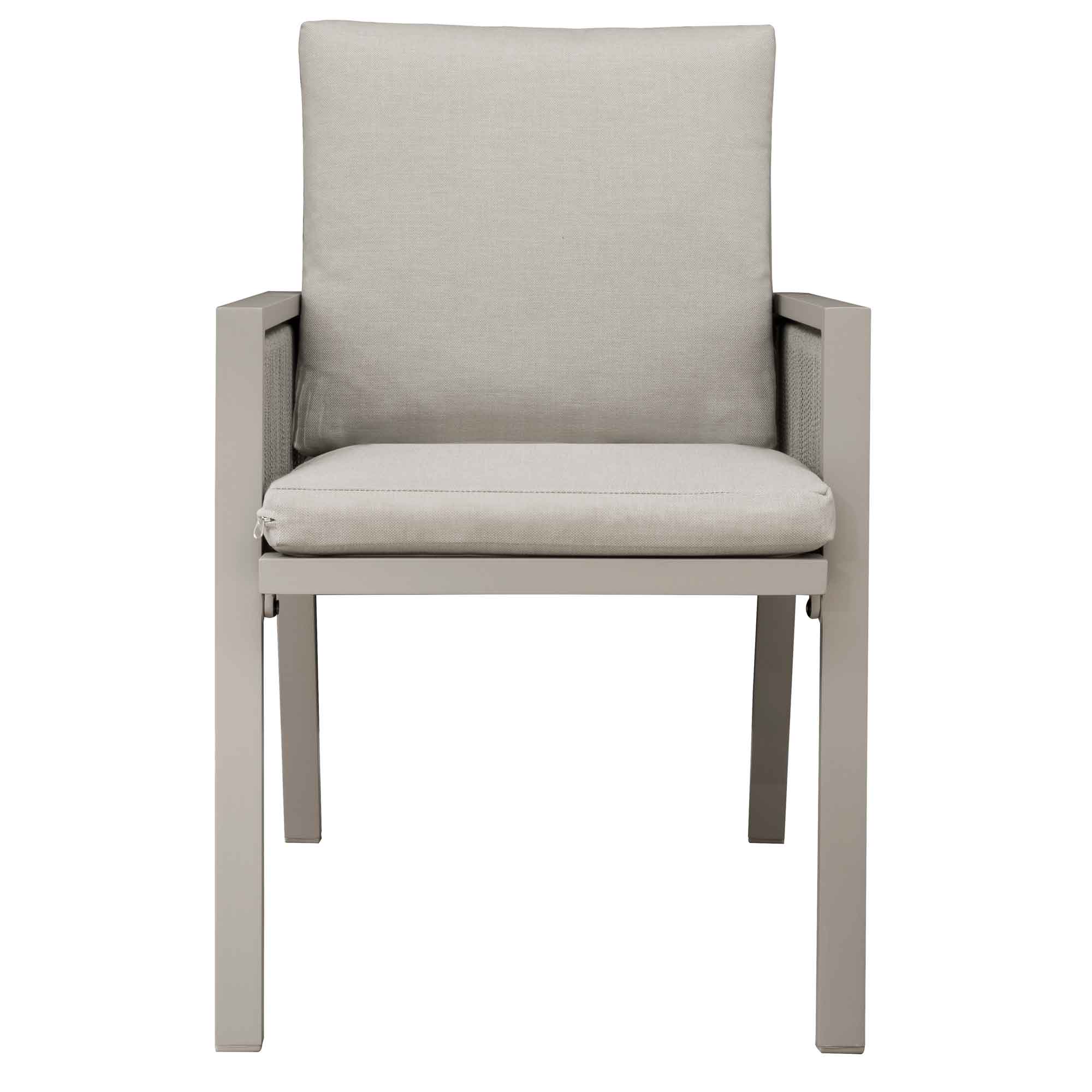 Fusion 4-Piece Aluminum Patio Dining Chairs Set with Armrests - Light Grey DG50 for Outdoor Garden, Backyard, and Poolside Relaxation