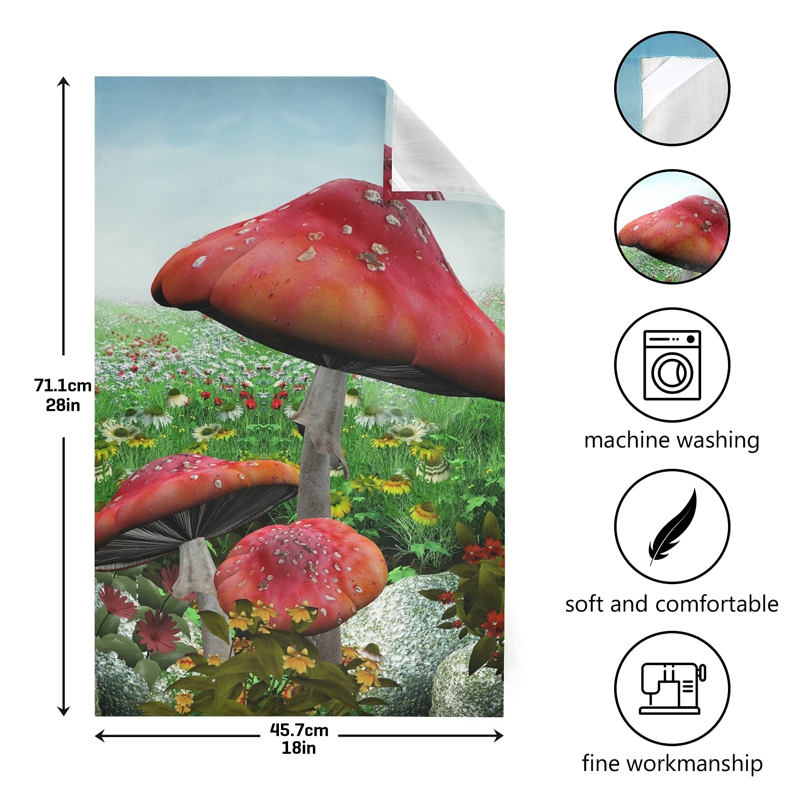 ALAZA Magic Red Mushroom Kitchen Towels Set of 4 - 18x28 Inch Absorbent Dish Cloths for Washing Dishes, Drying Hands & Kitchen Decor - Cute Tea Towels for Cooking, Baking & Home Decor