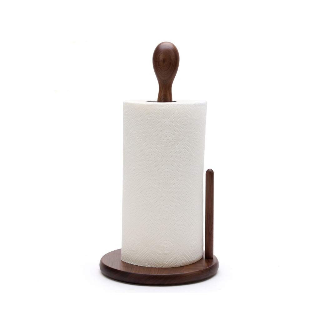 XLEVE Bamboo Wood Standing Paper Towel Holder - Sturdy Weighted Base Kitchen Organizer, Natural Bamboo Towel Dispenser for Countertop - Perfect for Kitchen, Bathroom, Office & RV Use (Color: Brown)