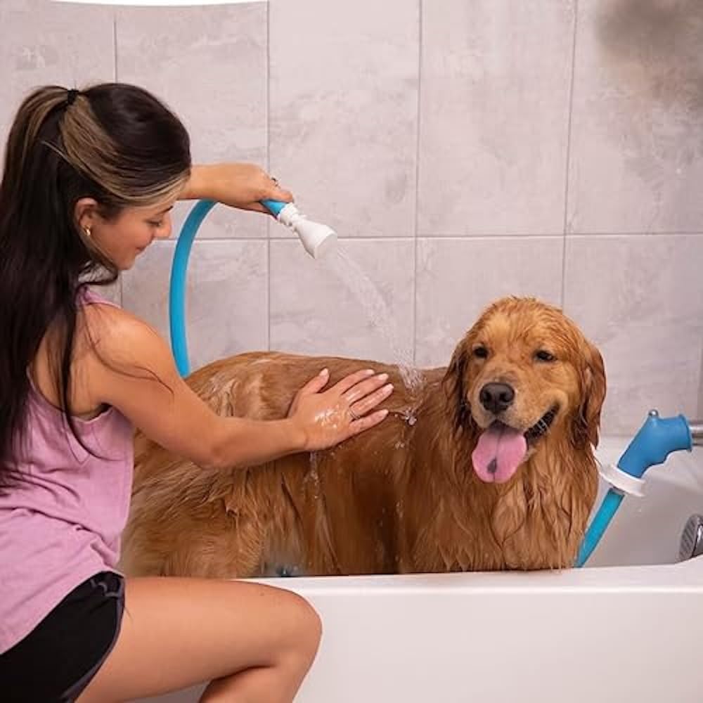 Rinseroo Slip-On Bathtub Faucet Sprayer Attachment - 5FT Ultra-Flexible Dog Shower Hose Adapter with Sprayer Head | No Installation Required for Quick Pet Bathing | Perfect for Bathing Dogs, Cats, and Washing Hair in Bathtub or Sink