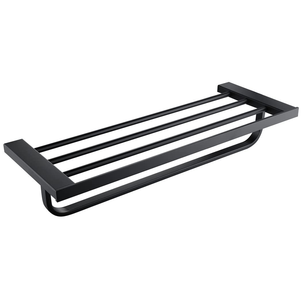 Premium Matte Black Stainless Steel Bathroom Accessories Set - Paper Holder, Toothbrush Holder, Towel Bar & Shelves for Modern Home Decor | Space-Saving Bathroom Organization Solution