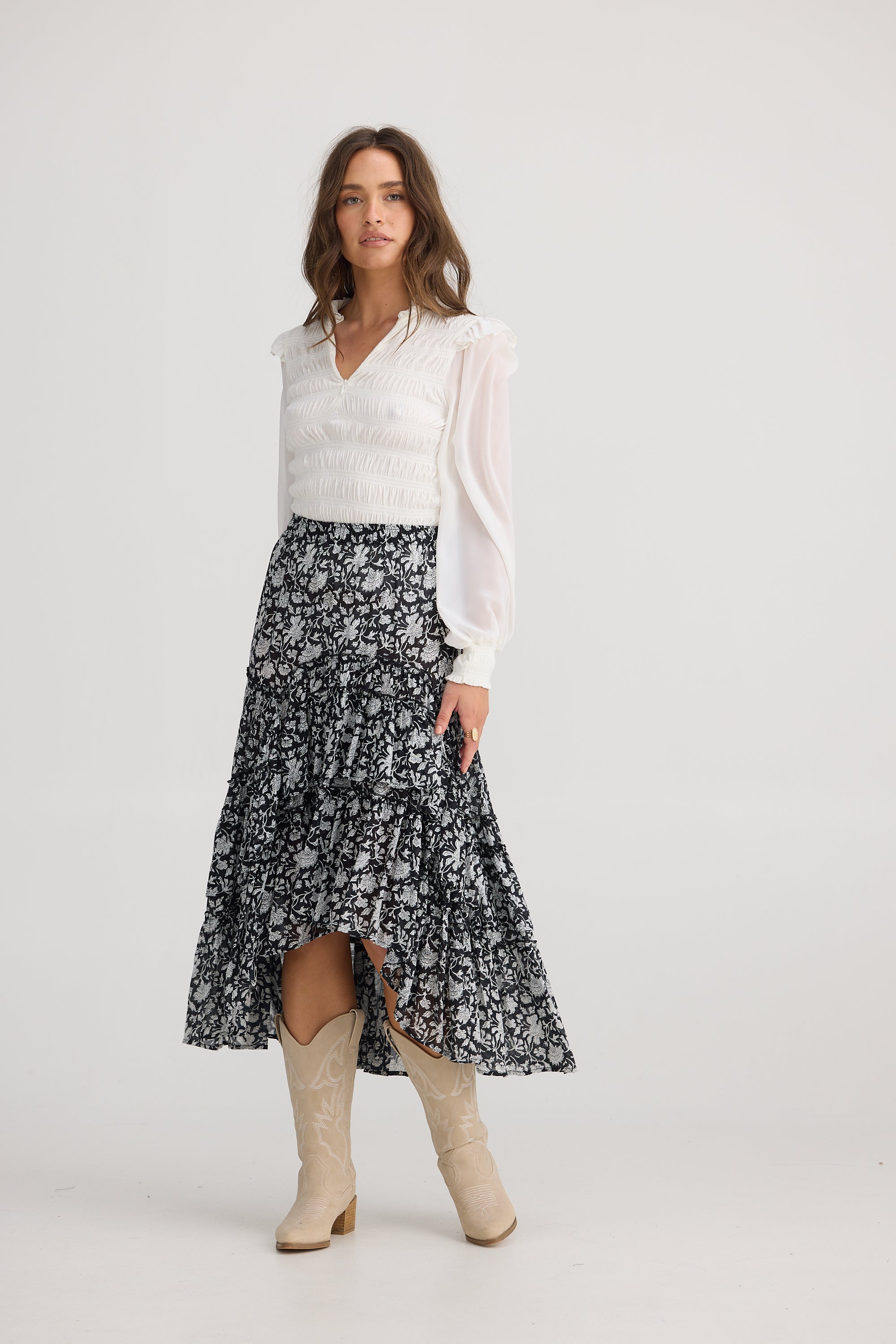 Stylish Sassy Skirt with Black Moon River Print - Trendy Women's Fashion Skirt for Casual Wear, Parties & Date Nights