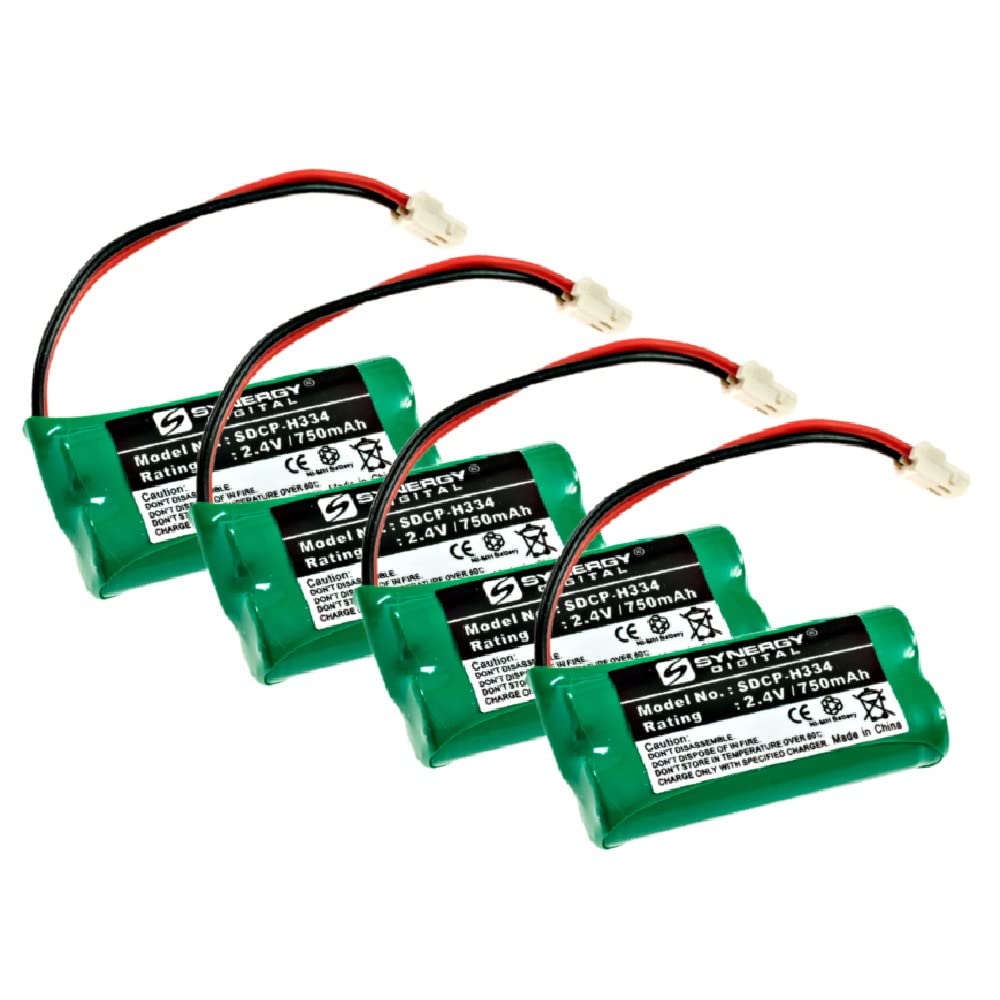 Synergy Digital Rechargeable Ni-MH Cordless Phone Batteries (2.4V 750mAh) - 4-Pack Compatible with Vtech CS5129-26 & Similar Models - Perfect for Home Office & Business Phone Systems