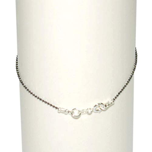 1.2mm Black Faceted Diamond Cut Sterling Silver 925 Ball Chain Anklet Bracelet - Handmade Custom Sizing for Women, Perfect for Beach Vacations & Summer Outfits