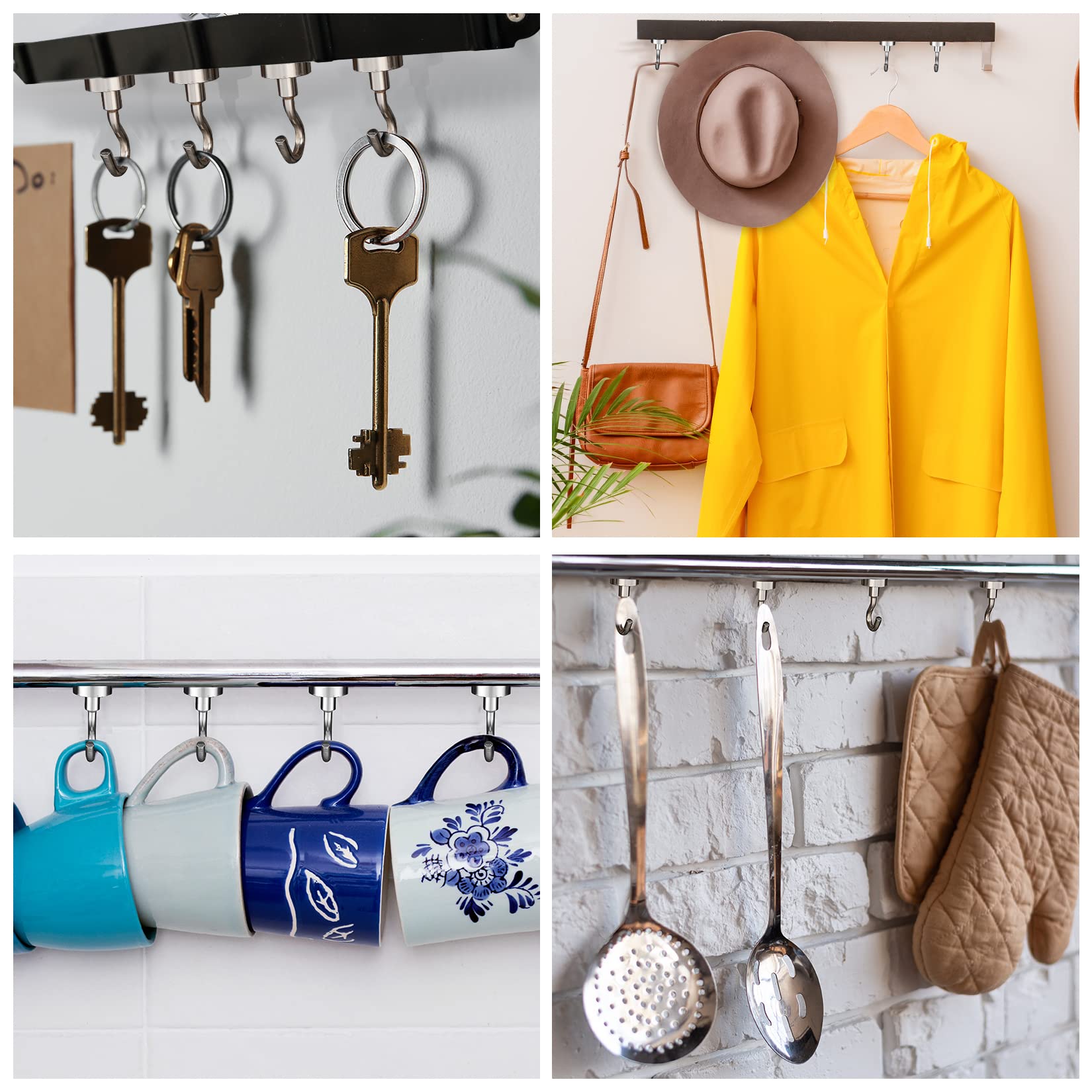 Grtard 10-Pack Heavy Duty Magnetic Hooks - 25LB Capacity, Neodymium Steel for Strong Hold - Perfect for Hanging in Kitchen, Bathroom, Office & Outdoor Use