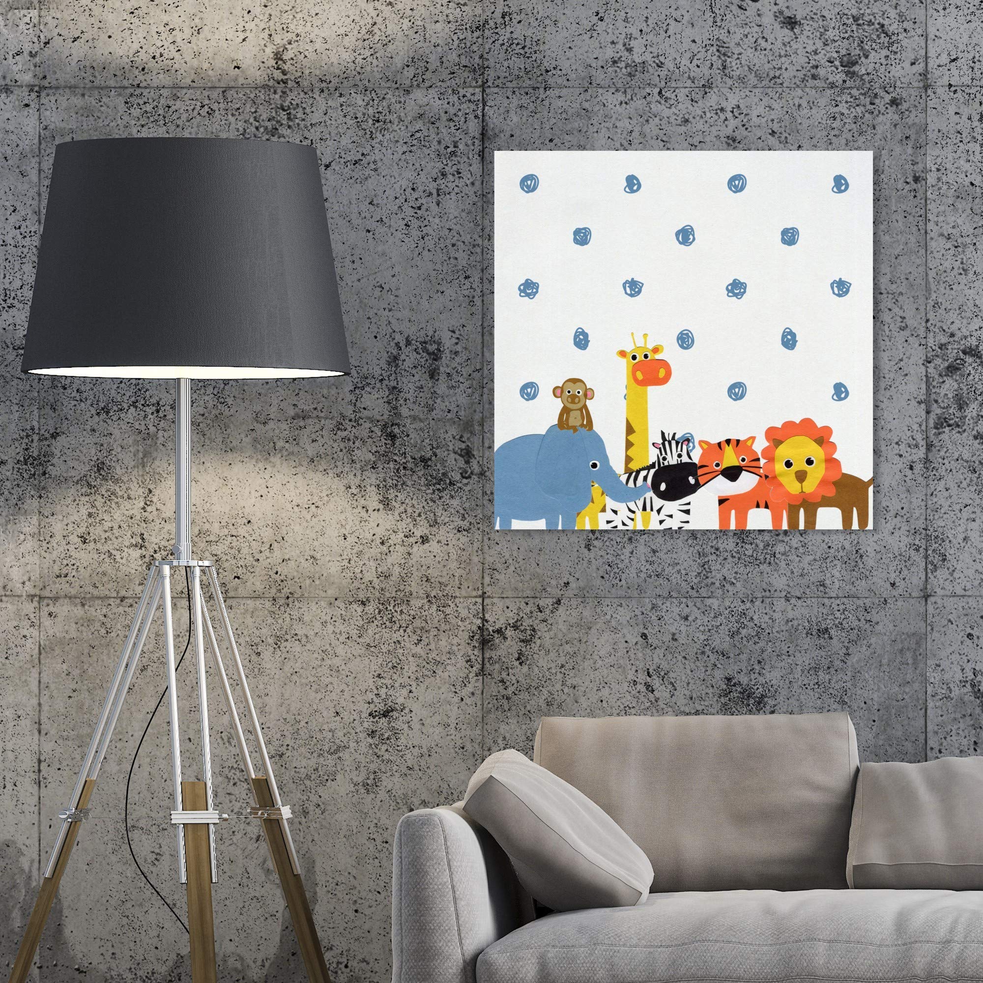 Animals in The Rain Canvas Wall Art Prints for Kids Room Decor - Perfect for Nursery, Bedroom & Playroom