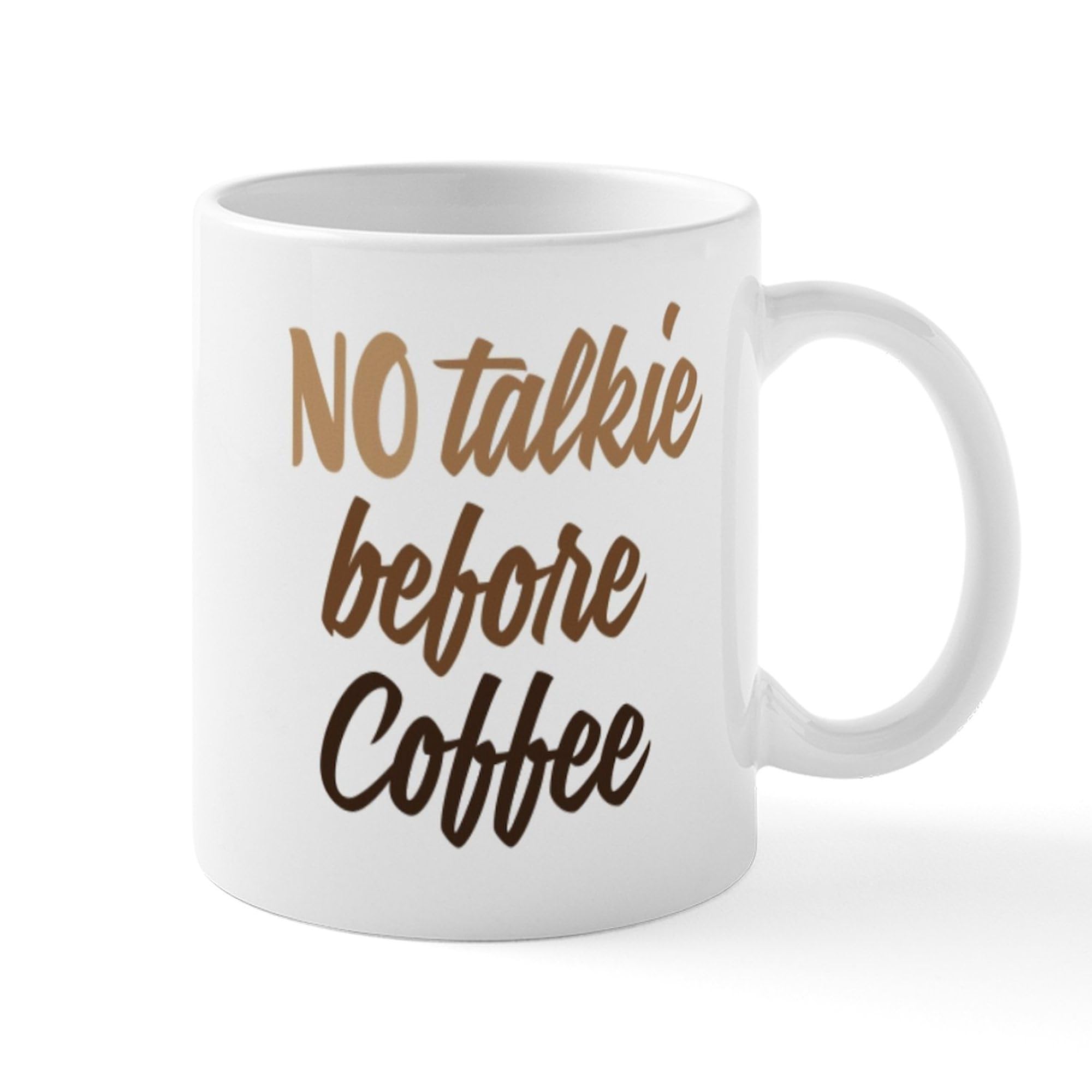 NO TALKIE BEFORE COFFEE 11 oz Ceramic Coffee Mug - 325ml Insulated Tea Cup with Funny Sarcastic Quote - Perfect for Office, Home & Gift Giving