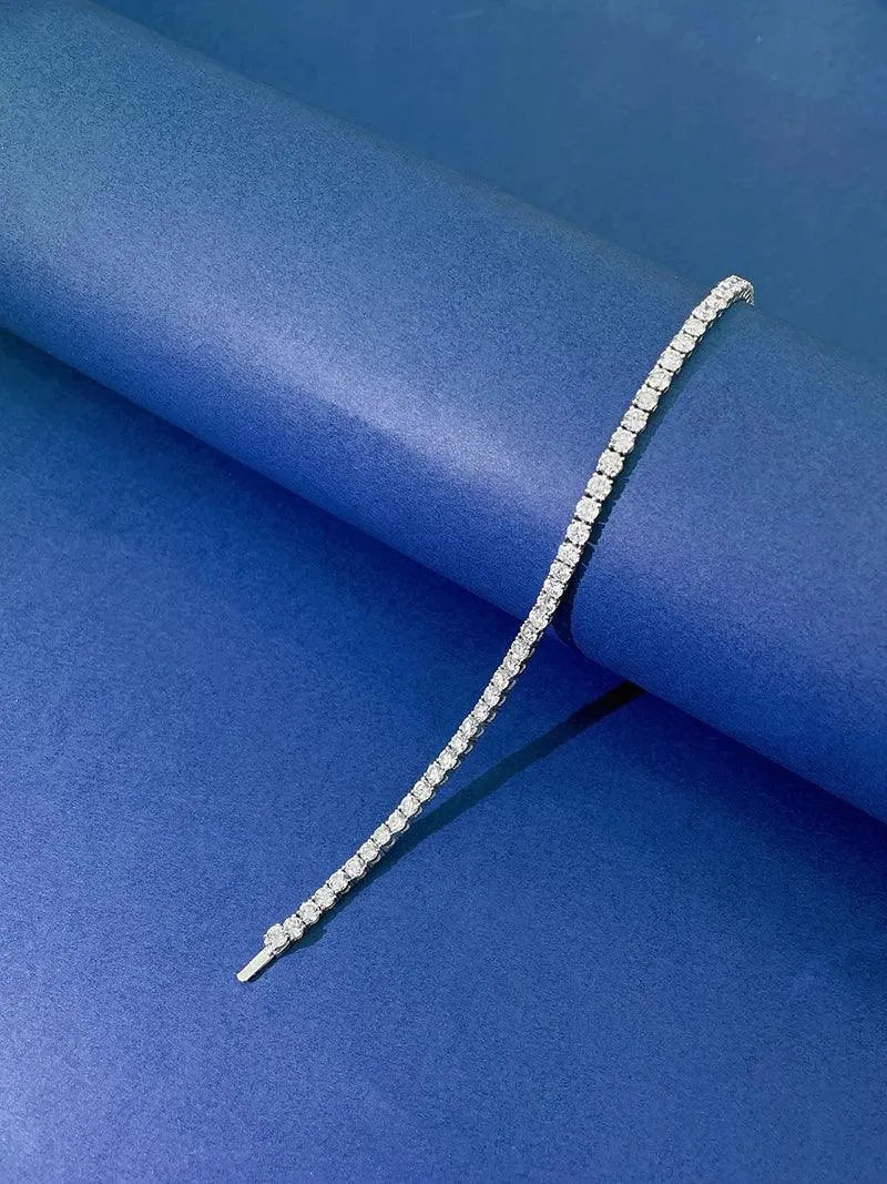 18K White Gold Tennis Bracelet for Women - 5.57ct/6.46ct Real Natural Diamonds | Luxury Minimalist Jewelry | Perfect for Weddings, Anniversaries & Special Occasions