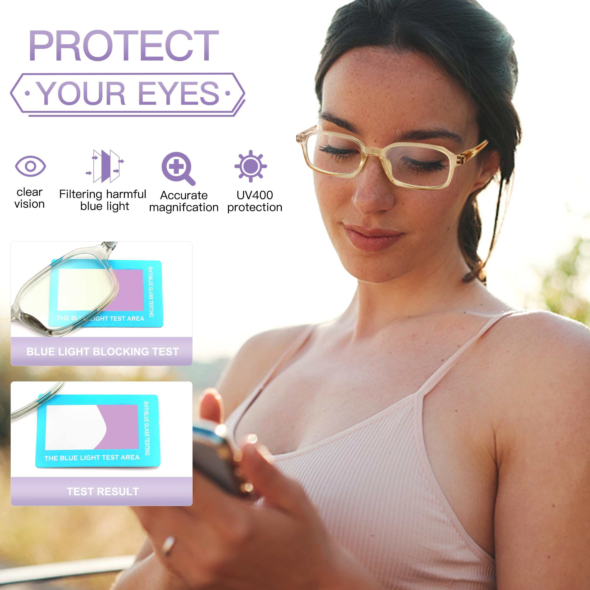 Blue Light Blocking Reading Glasses 4 Pack - Spring Hinge Computer Glasses for Women & Men with Anti-Reflective Coating | Perfect for Office Work, Screen Time & Digital Eye Strain Relief