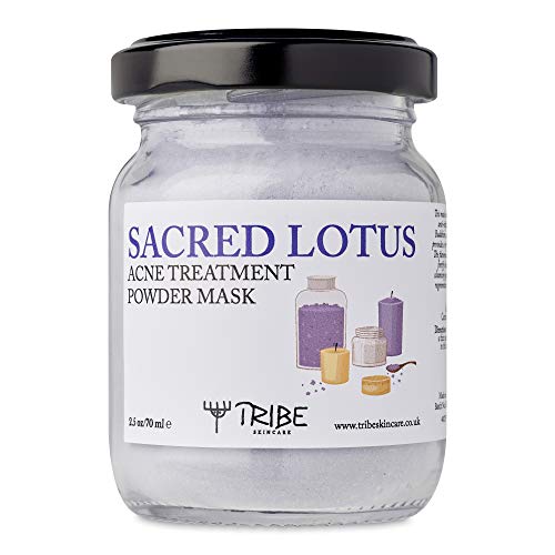 Tribe Skincare Sacred Lotus Acne Treatment Powder Mask - Natural Face Mask for Clear Skin & Blemish Control | Perfect for Oily & Acne-Prone Skin Care Routine