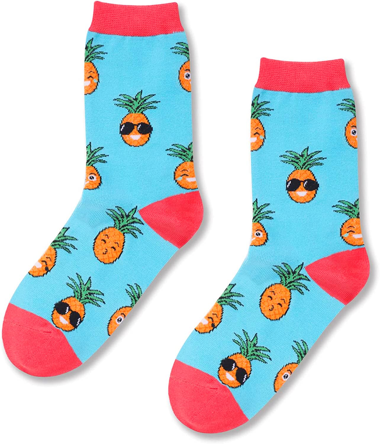 HappyPop Women's Fruit Socks - Pineapple & Strawberry Novelty Socks for Teens & Adults | Funny Pickle Socks Gift for Birthday, Christmas | Comfortable Cotton Socks for Casual Wear, Gifts & Fun Outfits