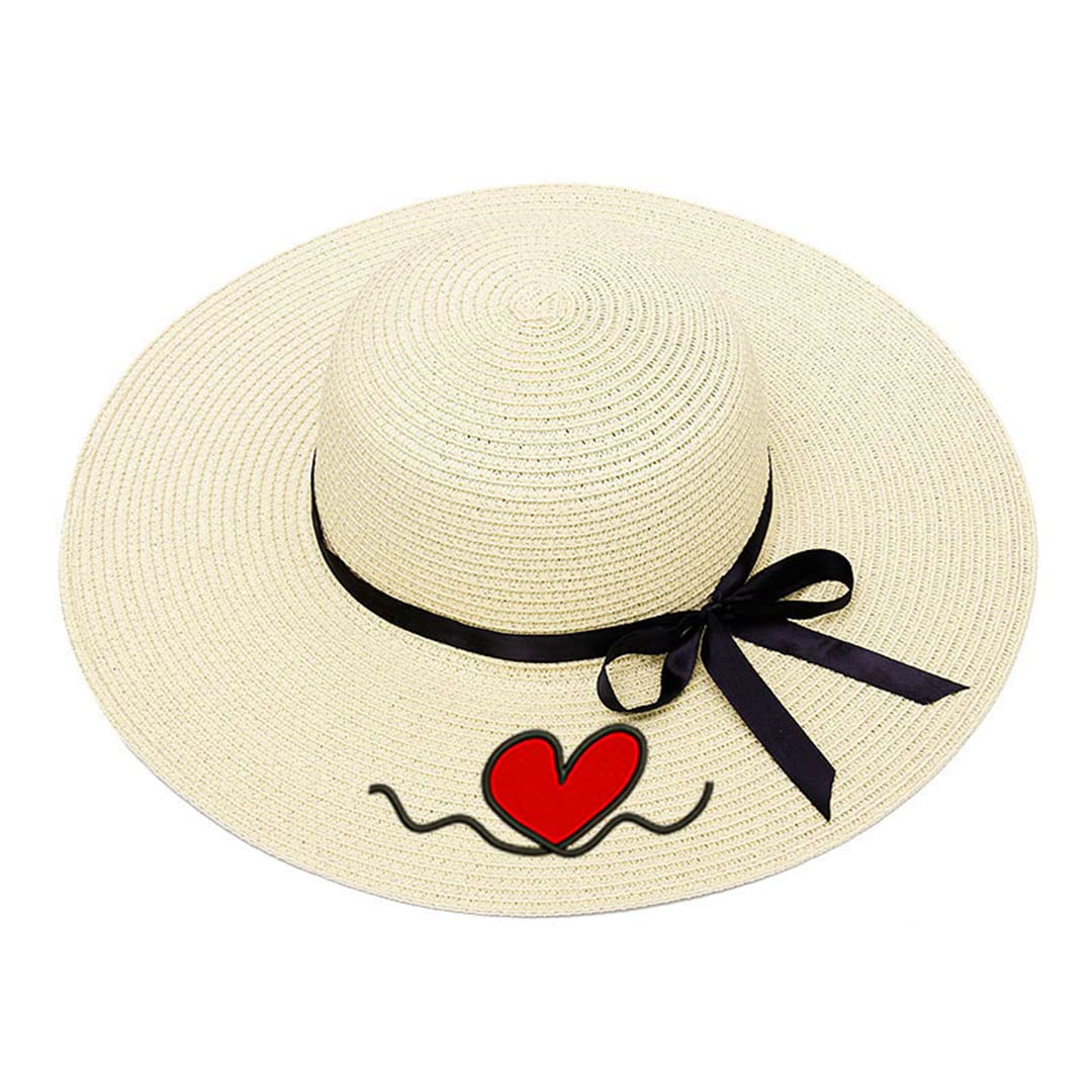 Custom Embroidered Women's Straw Hat with Personalized Text & Logo - Wide Brim Summer Beach Hat for Outdoor Activities, Vacations & Sun Protection