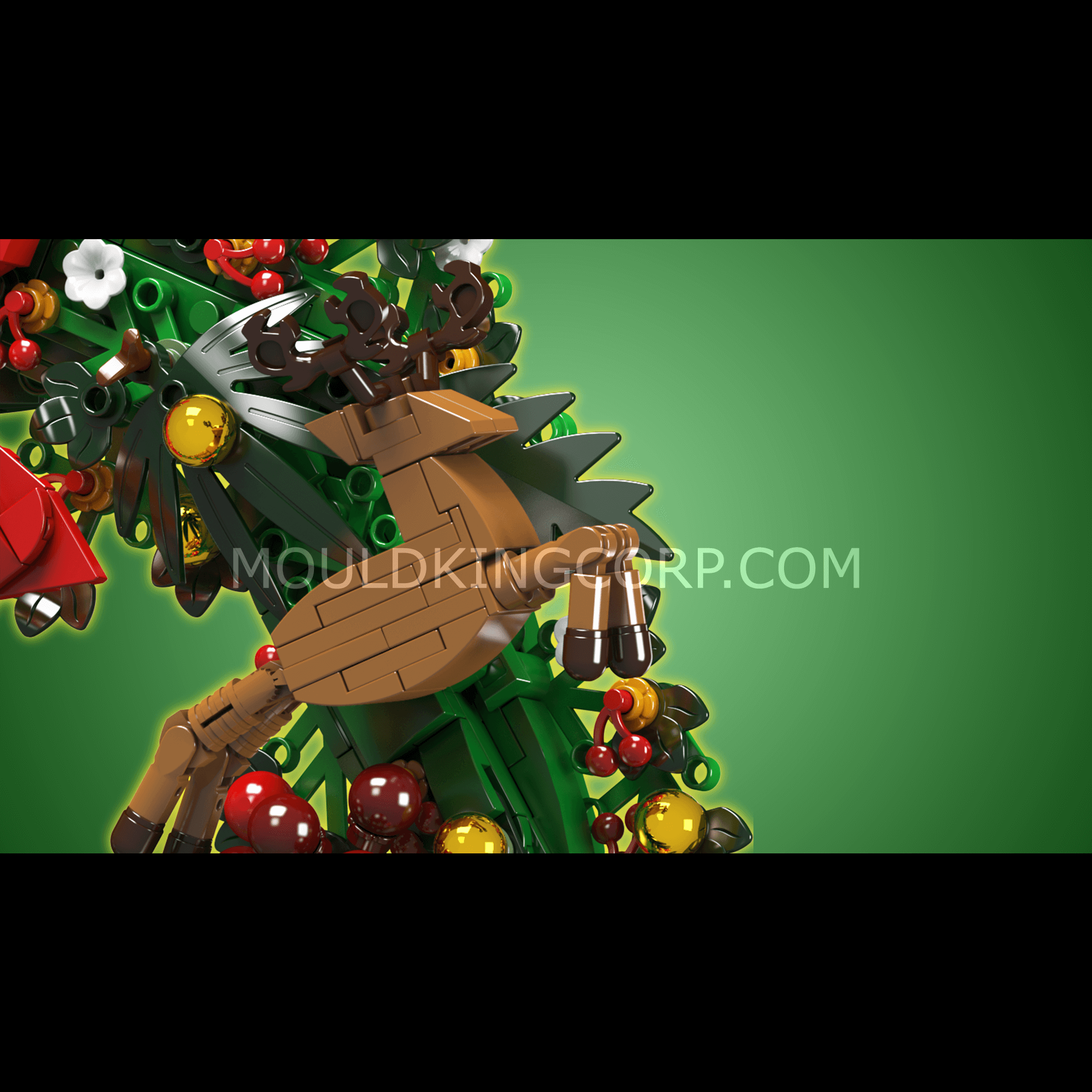 Mould King 10073 Christmas Eucalyptus Wreath Building Set - 1,002 Pieces Holiday DIY Decoration Kit for Home & Office Festive Decor