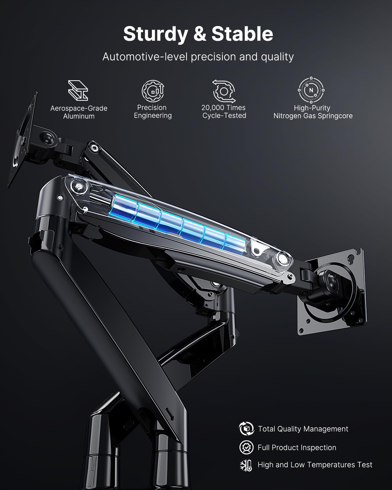 HUANUO Dual Monitor Stand for 13 to 35 inch Screens - Heavy Duty Steel Monitor Mount with Reinforcement Plate for Thin, Glass & Fragile Desktops - Perfect for Home Office, Gaming Setup & Workspace Organization