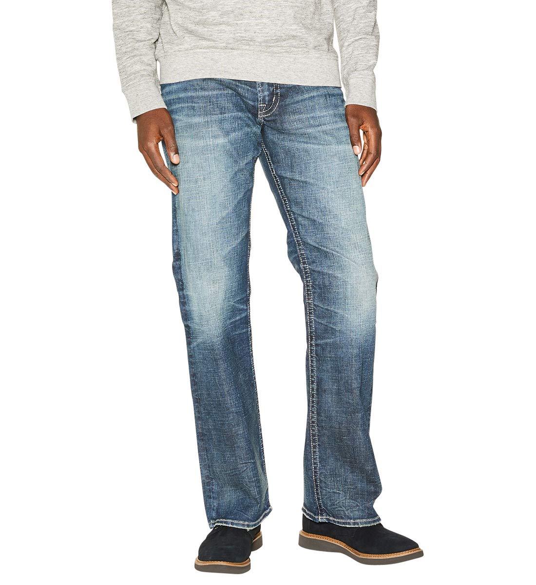 Silver Jeans Co. Men's Zac Straight Fit Regular Jeans - Classic Denim Pants for Casual Wear & Everyday Comfort