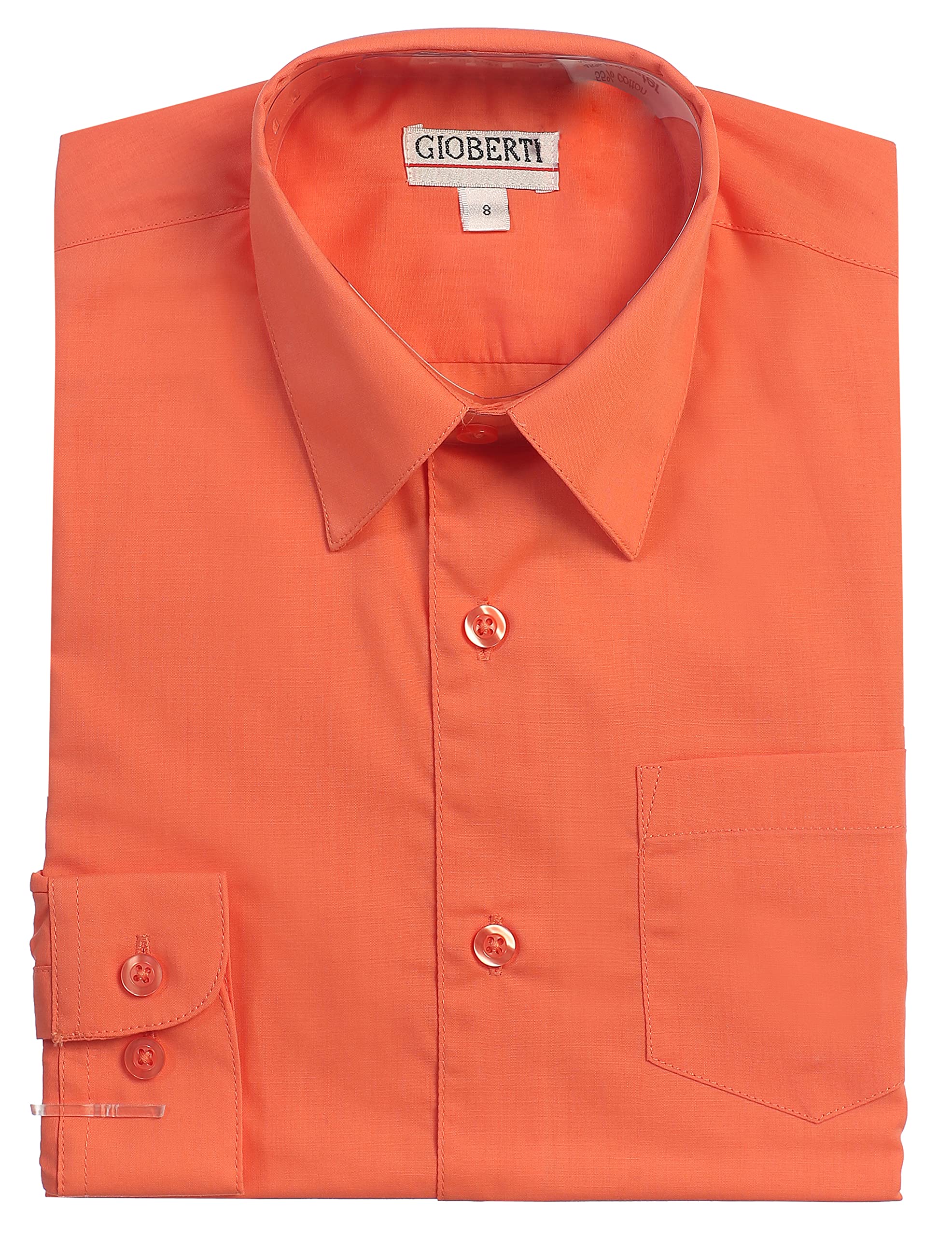 Gioberti Boys Long Sleeve Solid Dress Shirt for School, Church & Formal Occasions | Premium Cotton Button Down Shirt for Kids