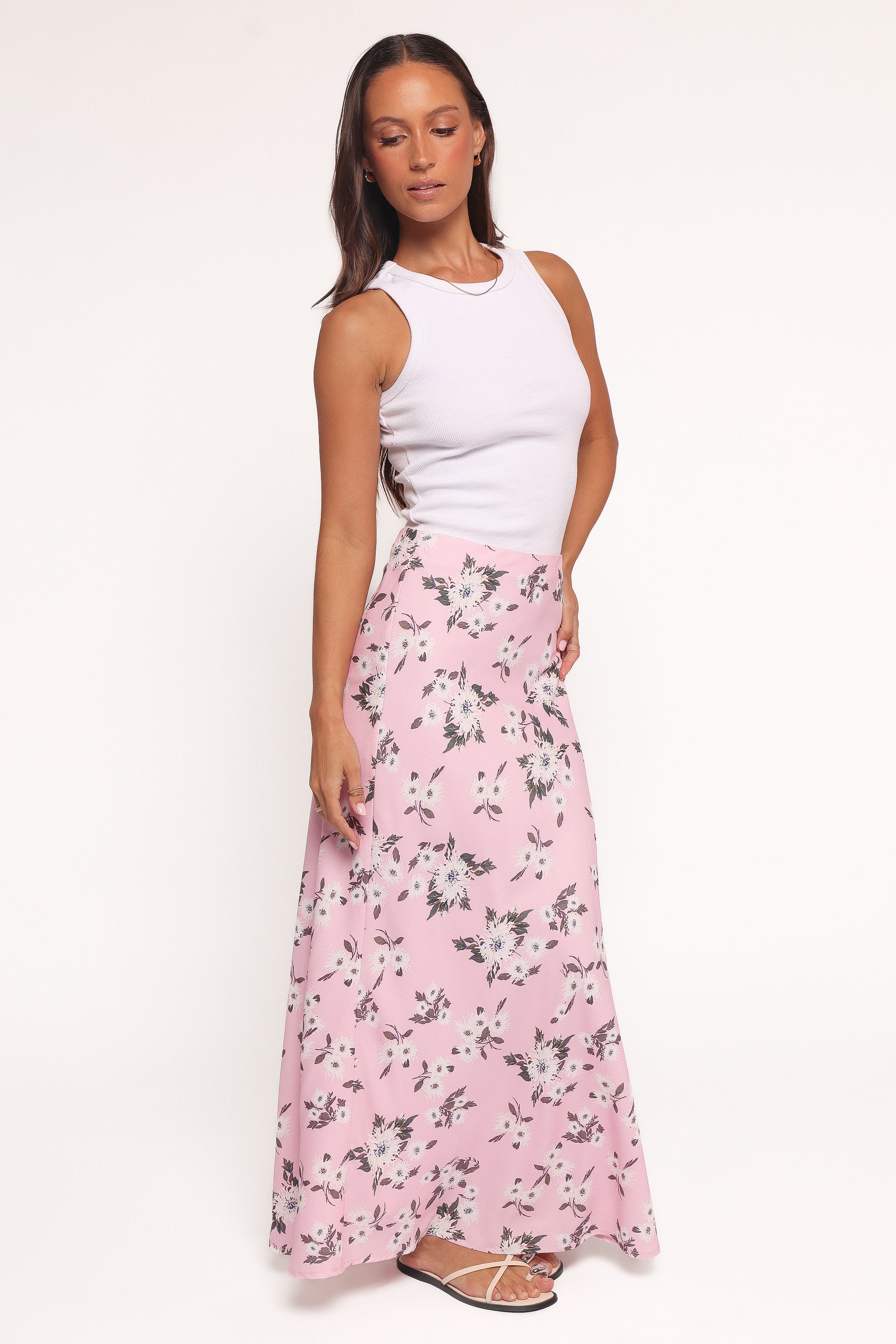 Evie Maxi Skirt Women's Floral Print Long Skirt with Side Slit - Perfect for Summer, Beach, Vacation & Boho Style Outfits