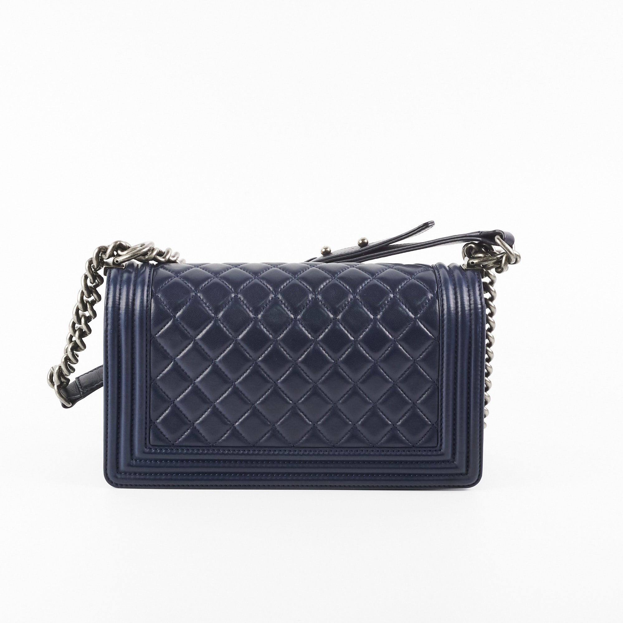 Chanel Navy Old Medium Boy Shoulder Bag - Luxury Leather Crossbody Purse for Women, Fashionable Everyday Handbag for Work, Party & Travel