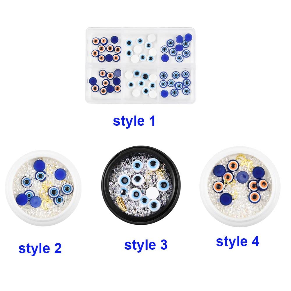 1 Box Hot Fashion Nail Art Charms - Wide Application Cute Kawaii Flatback Resin 3D Nail Decorations with Evil Eye Design (Style 4) for DIY Manicure, Nail Salon, Party & Wedding Nail Art