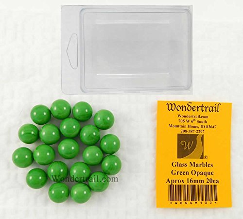 20-Pack 16mm Green Opaque Glass Marbles for Home Decor, Vase Fillers, Kids Games & DIY Crafts - WONGM102