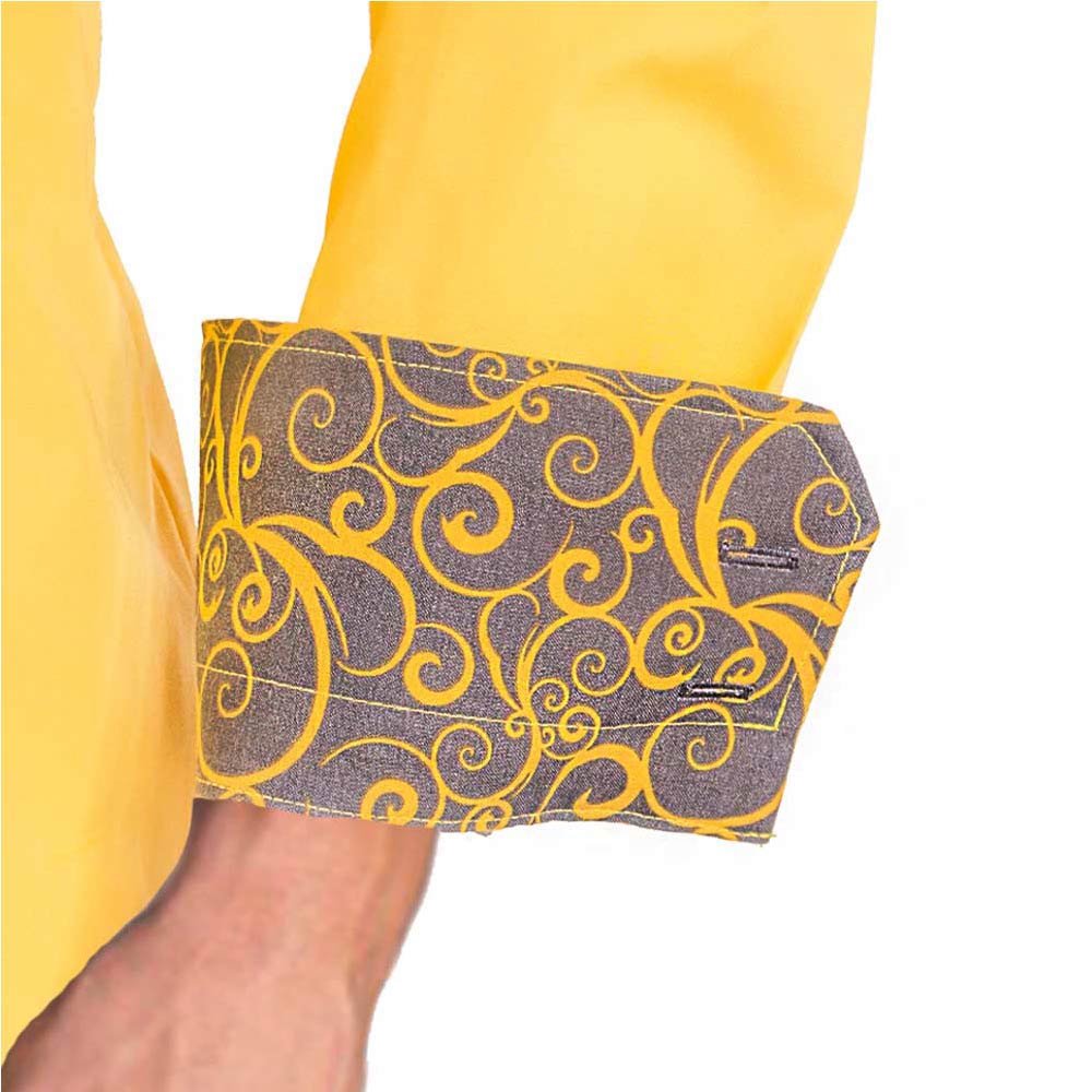 Premium Bright Yellow & Grey Contrast Designer Dress Shirts for Men - Made in USA - Perfect for Business Meetings & Formal Events