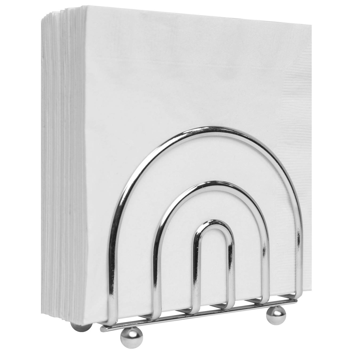 Blue Donuts Chrome Napkin Holder - Classic Table Napkin Holder for Kitchen & Dining Room Organization | Perfect for Restaurants, Home Decor, and Party Table Settings