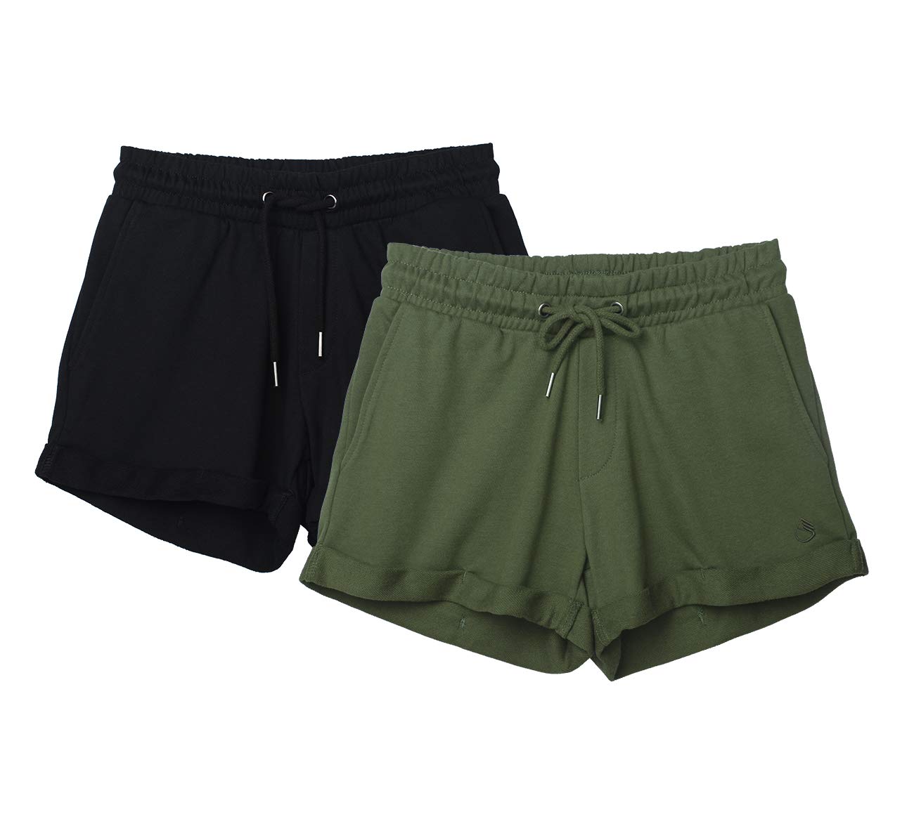 icyzone Women's Workout Lounge Shorts - Athletic Running Jogging Cotton Sweat Shorts (2-Pack) | Perfect for Yoga, Gym, Home & Summer Activities
