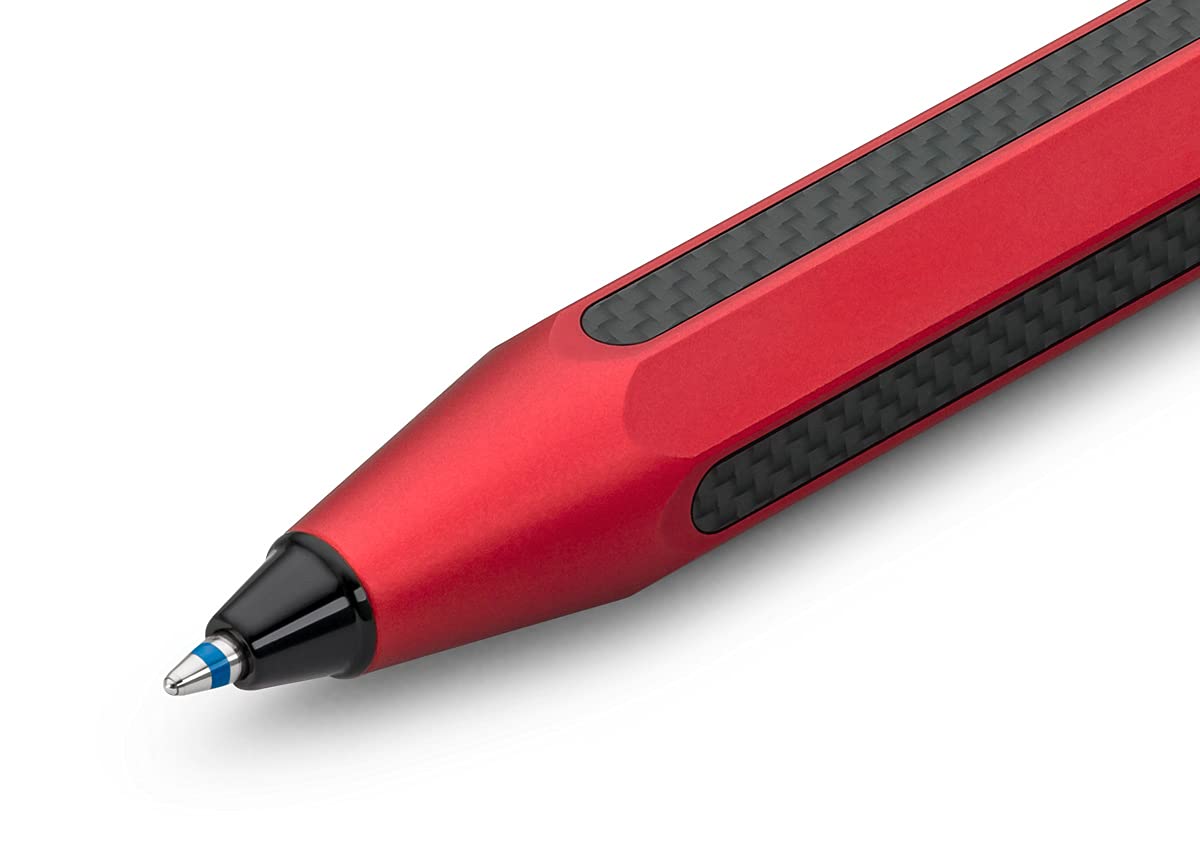 Kaweco AC SPORT Retractable Ballpoint Pen - Aluminum Red D1 Refillable Ball Pen (10.5cm) in Tin Box | Premium Office & Travel Writing Instrument for Professionals & Students