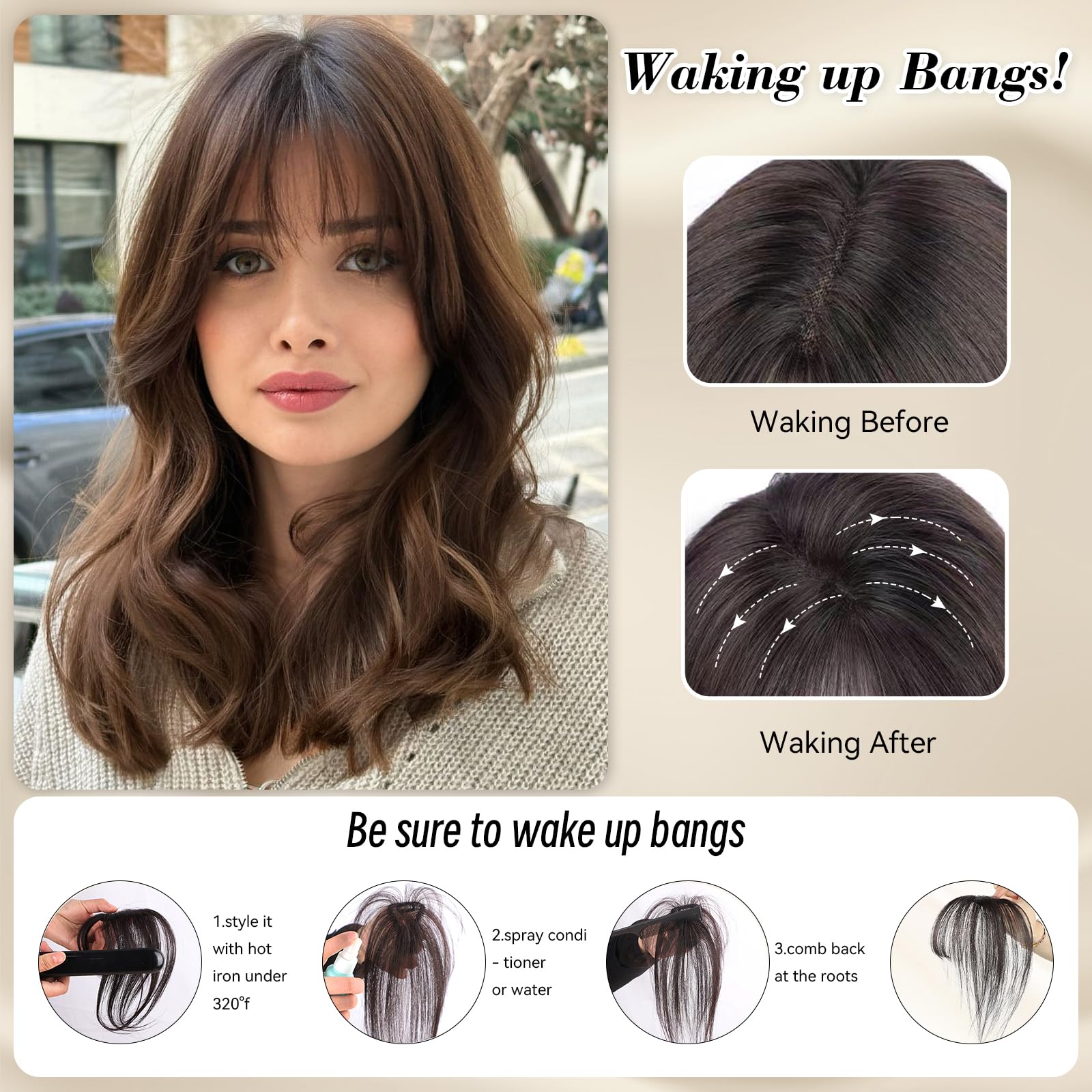 100% Real Human Hair Clip-in Bangs for Women - Dark Brown Wispy Fake Bangs Hair Topper with 360° Lace Coverage | Perfect for Daily Wear, Cosplay & Instant Hairstyle Transformation