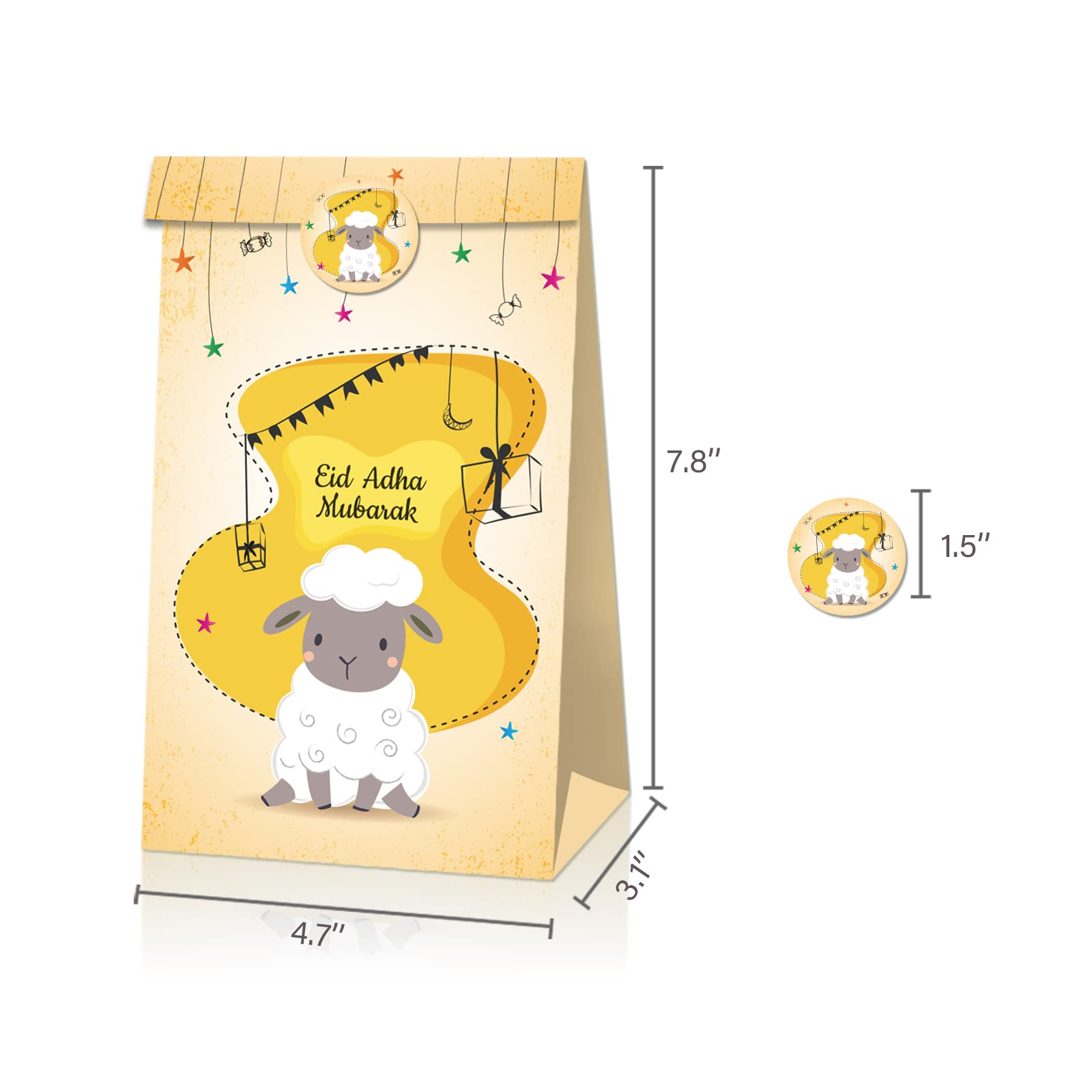 24PCS Eid Al Adha Party Goodie Bags - Islamic Muslim Celebration Treat Bags, Paper Gift Bags for Eid Party Decorations & Supplies - Perfect for Eid Al Adha Festivals, Mubarak Gifts & Islamic Holiday Events