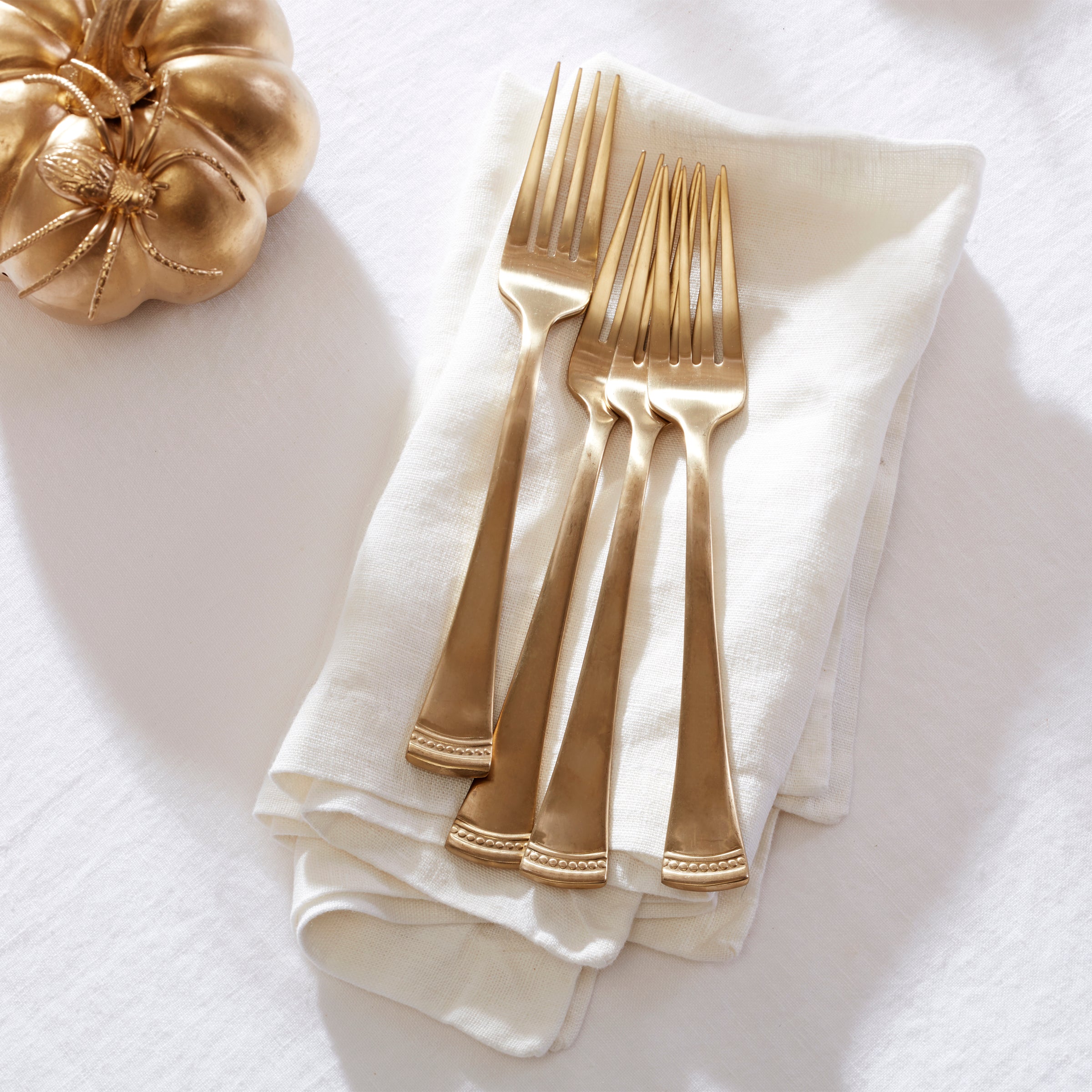 Portola Gold Satin 60-Piece Flatware Set - Elegant Stainless Steel Cutlery for Dinner Parties, Weddings & Formal Dining
