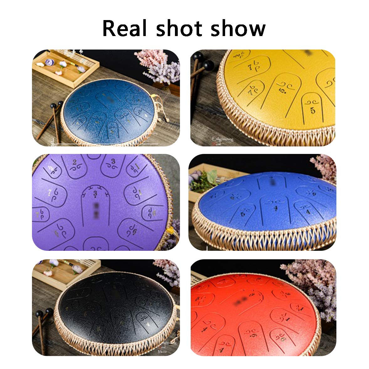 15-Note Steel Tongue Drum - 14 Inch Chakra Tank Drum with 2 Wooden Mallets | Handpan Alternative for Meditation, Yoga, Music Therapy & Sound Healing