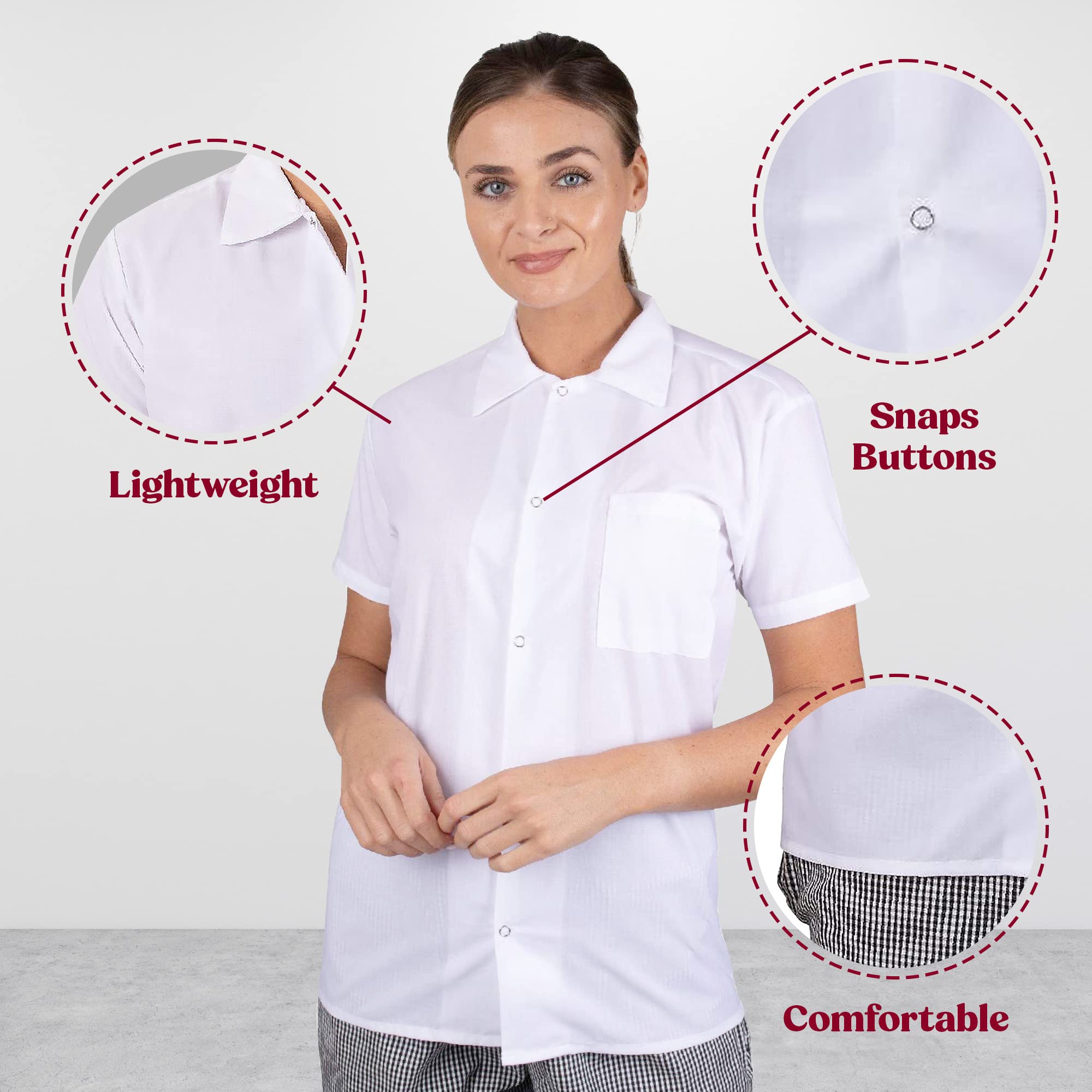 Professional Chef Shirts White Bulk Packs - 10 Pack Cotton Kitchen Uniforms for Restaurant & Catering Staff - Perfect for Cooking, Baking & Food Service