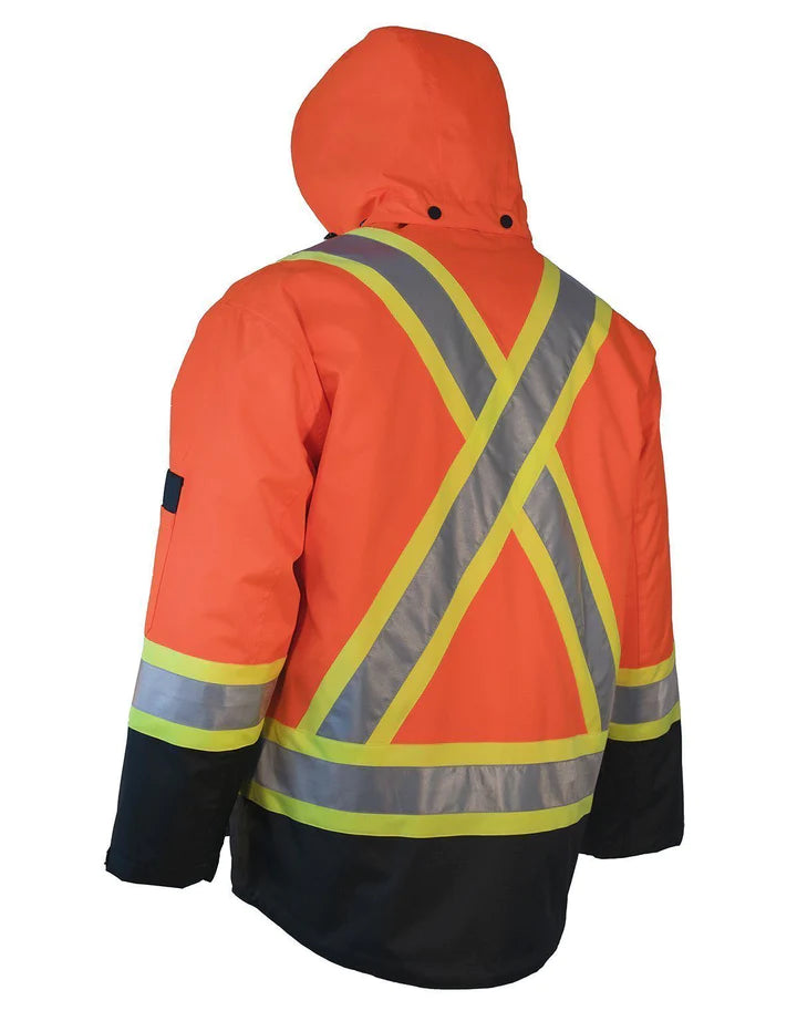 Forcefield 3-in-1 Hi-Vis Winter Parka with Removable Black Nylon Puffer Jacket - EN788 | Waterproof Reflective Safety Coat for Construction Workers & Outdoor Winter Activities
