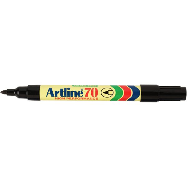 Artline 70 Permanent Marker Bullet Tip Black - Pack of 12 - Ideal for Office, School & Home Use - Waterproof & Fade-Resistant Markers