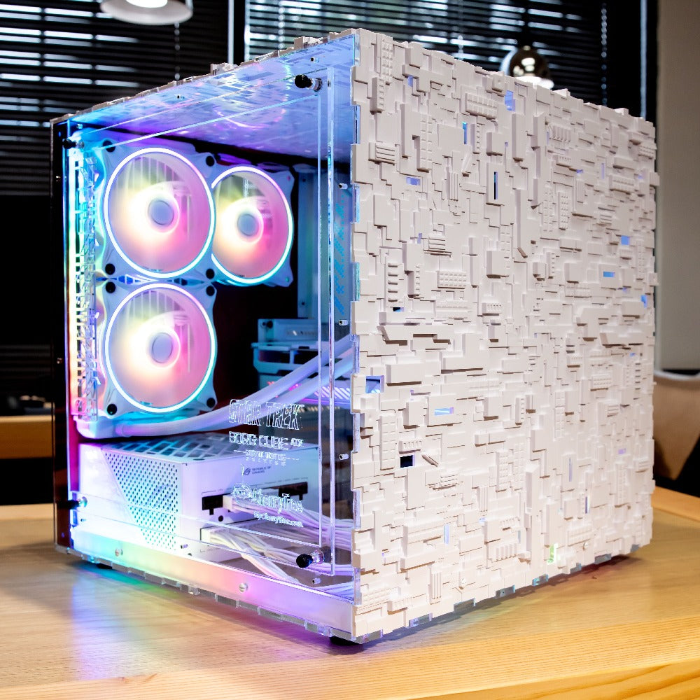 Star Trek Borg Cube ATX Snow White Edition Gaming PC Case - High-Performance ATX Mid Tower for Custom Builds, Perfect for Sci-Fi Fans & Gaming Enthusiasts