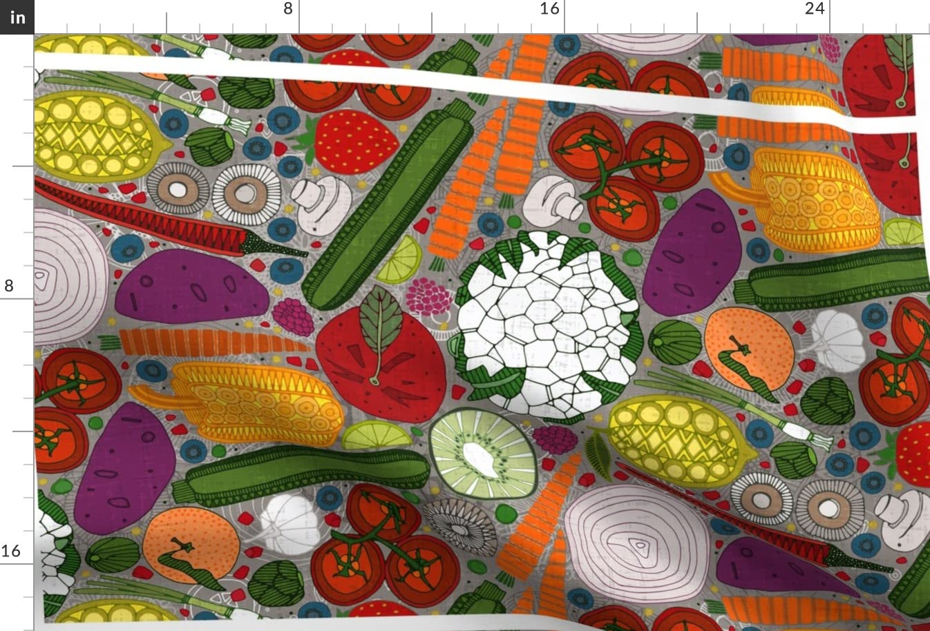 Taupe Tea Fruit & Vegetable Farm Print Minky Fabric Fat Quarter - Soft Plush Fabric for Sewing Baby Blankets, Quilt Backing & DIY Plush Toys - Perfect for Nursery Decor, Baby Shower Gifts & Craft Projects