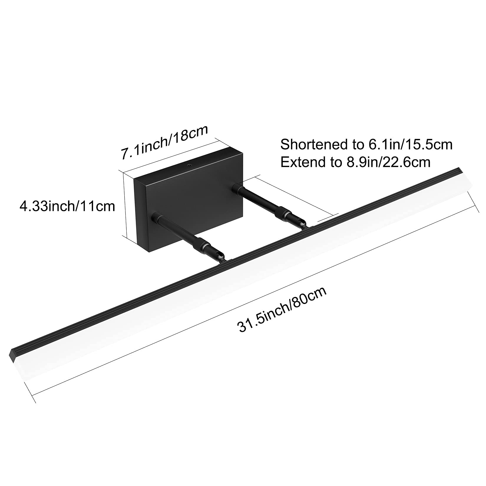 Aipsun Modern Black Vanity Light - LED Bathroom Lighting Fixtures with Adjustable Brightness - Perfect for Bathroom, Dressing Room & Makeup Area