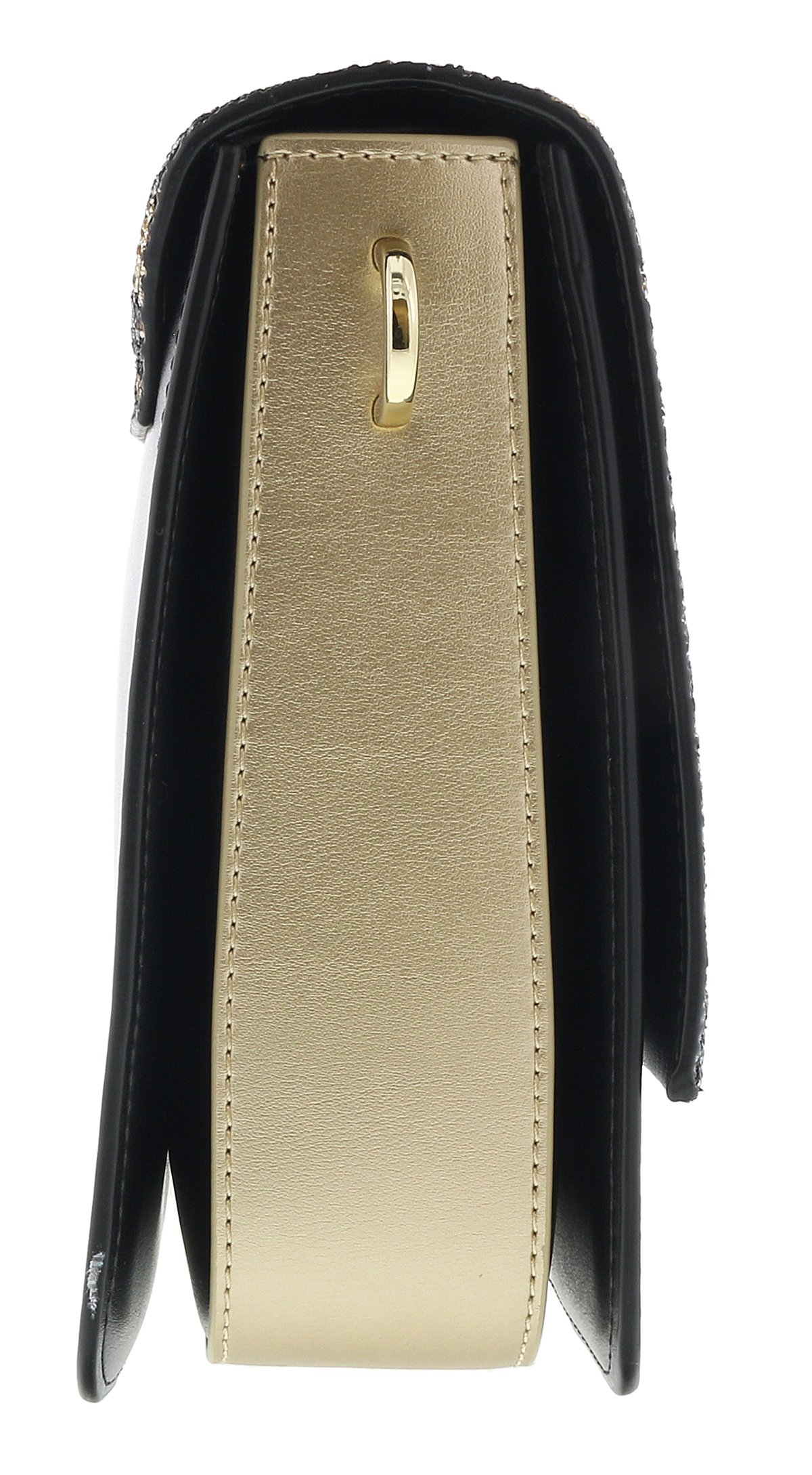 Roberto Cavalli Class Milano RMX 00 Light Gold & Black Large Shoulder Bag for Women | Luxury Designer Handbag for Work, Travel & Evening Events