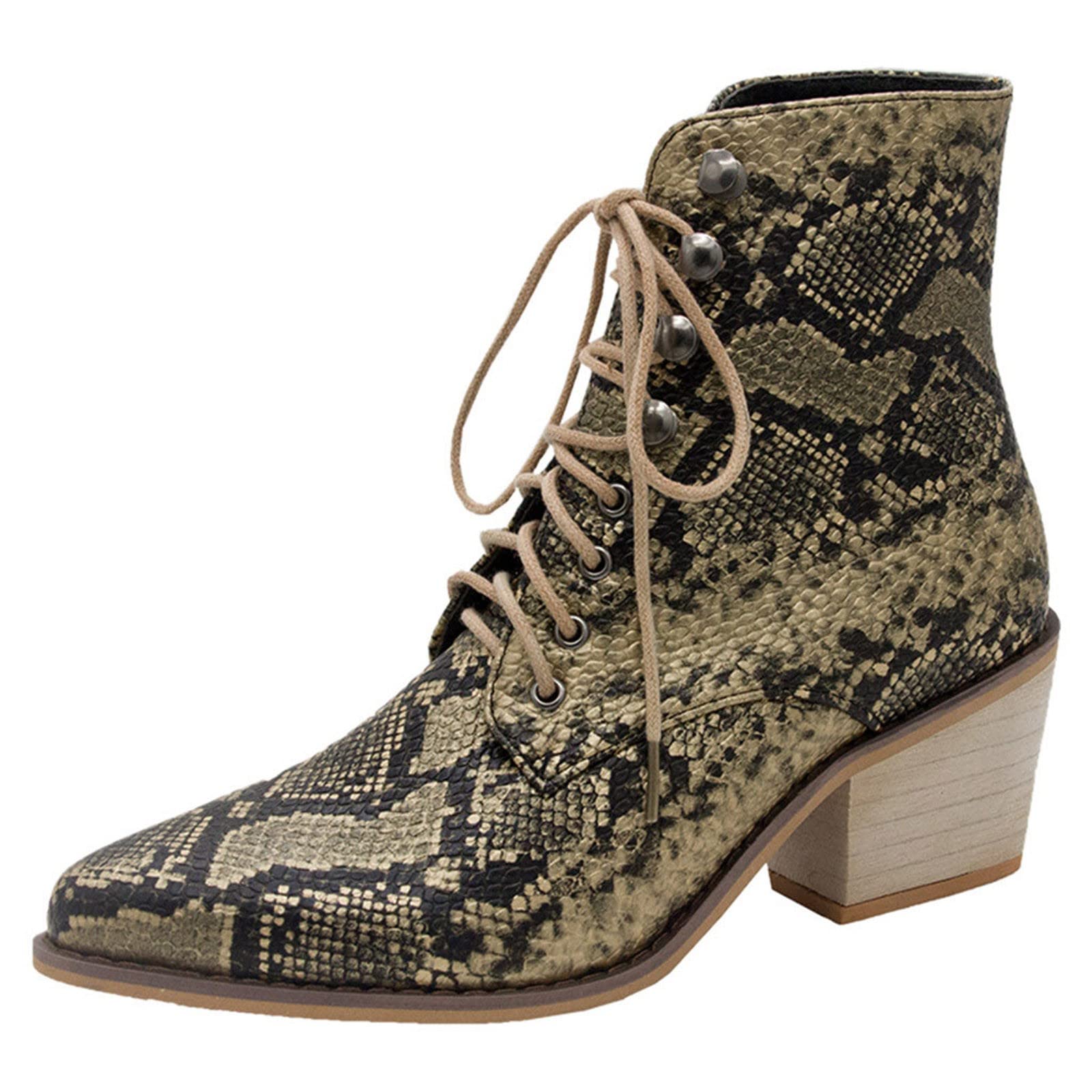 Stylish Women's Dressy Ankle Booties with Lace Up Design - Pointed Toe High Heel Boots for Women | Non-Slip Sole | Perfect for Office, Party & Night Out