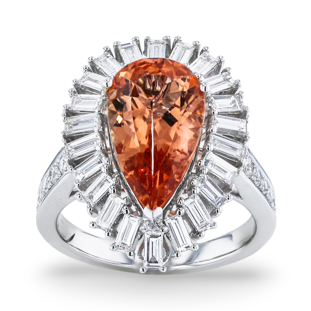 18KT White Gold 3.75CT Imperial Topaz & 1.17CTW Diamond Ring for Women - Luxury Engagement, Anniversary & Special Occasion Jewelry Gift